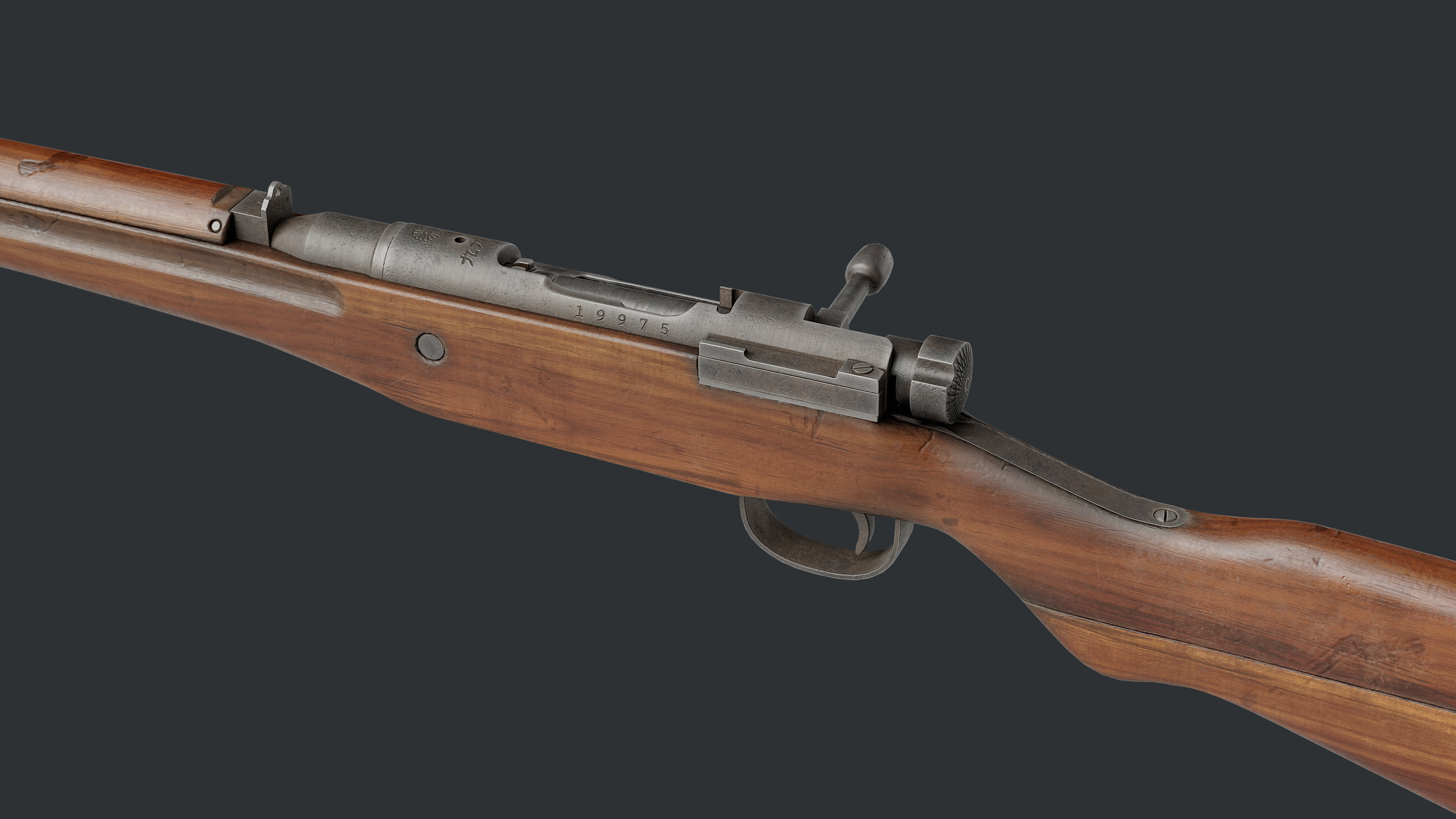 Arisaka Type99 Bolt-action Rifle Low-poly 3D model_9