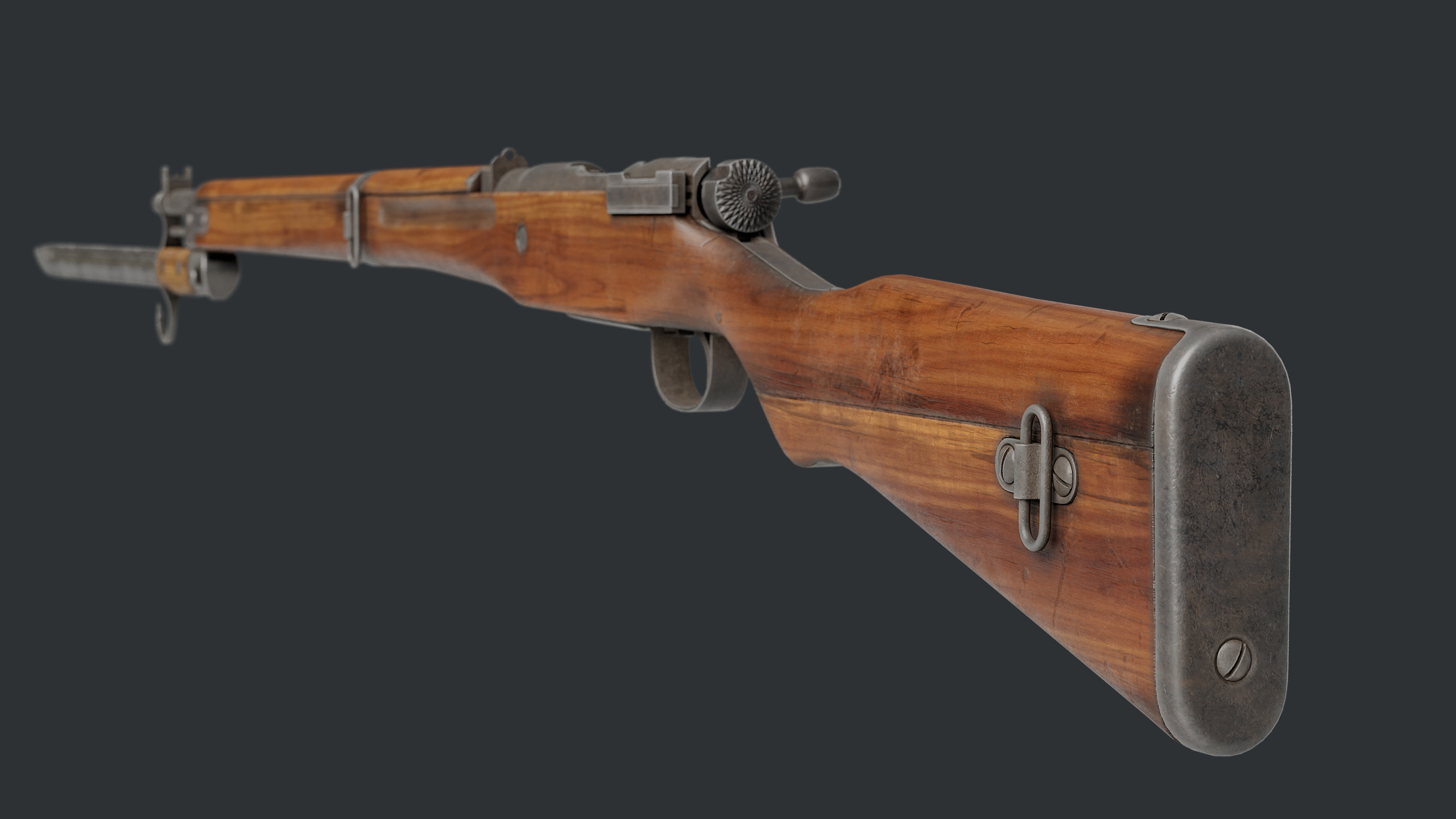 Arisaka Type99 Bolt-action Rifle Low-poly 3D model_4