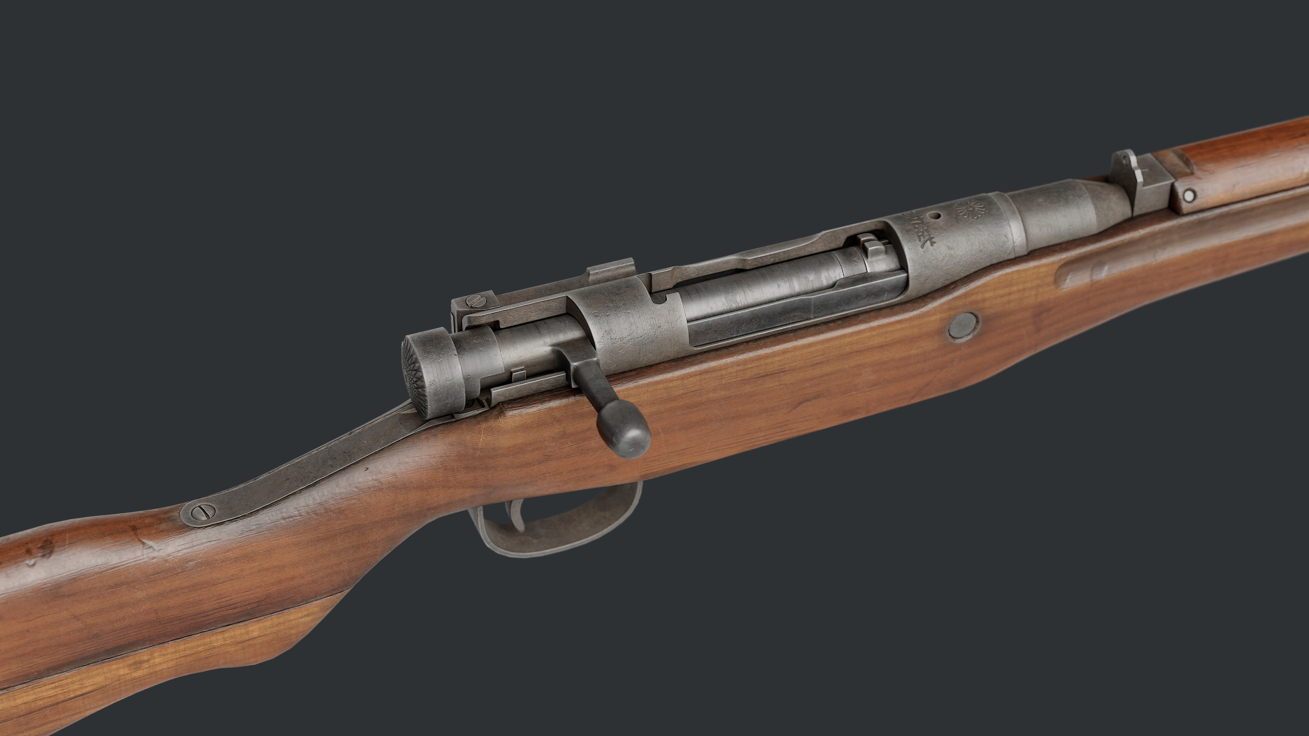 Arisaka Type99 Bolt-action Rifle Low-poly 3D model_8