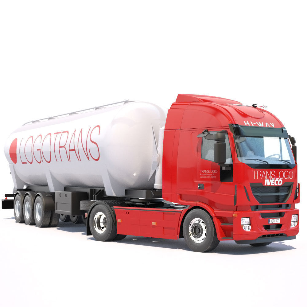 IVECO Hi-Way with Tipping Silo 3D model_3