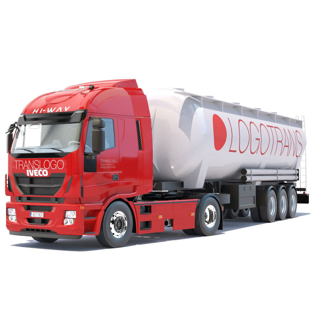 IVECO Hi-Way with Tipping Silo 3D model_2