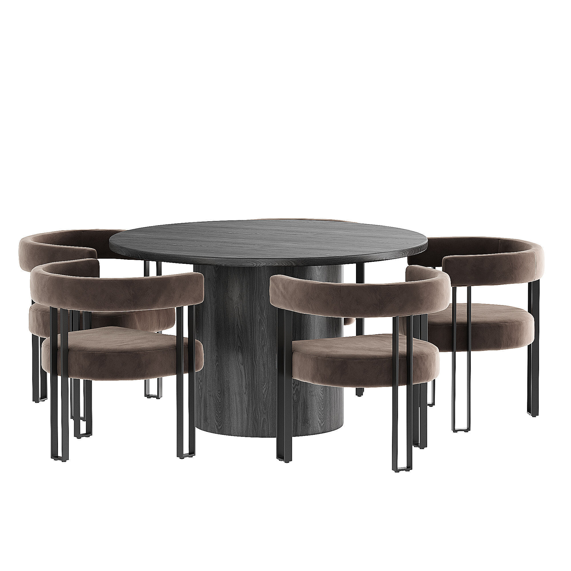 Beore Velvet Upholstered Armchair Set of 4 3D model_1