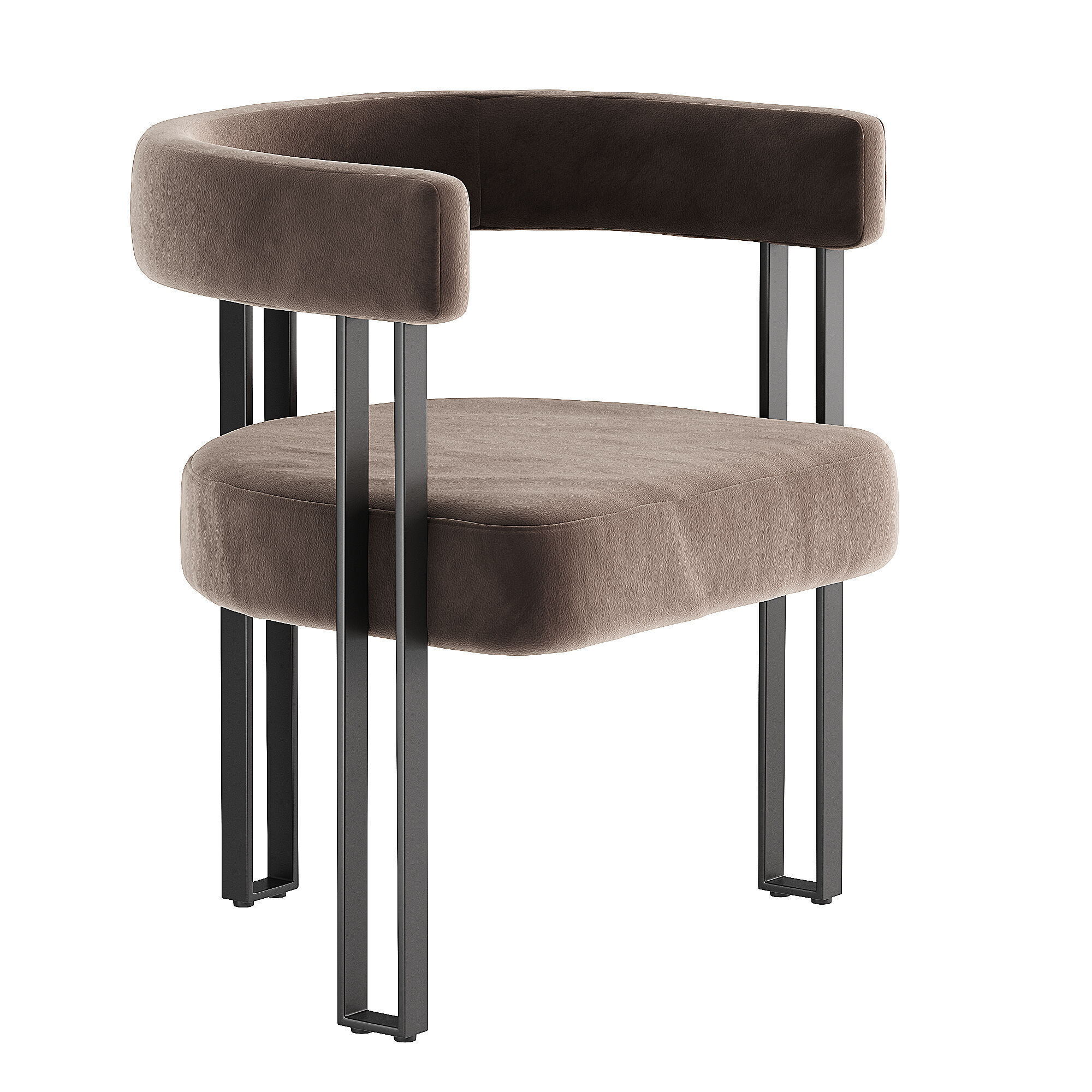 Beore Velvet Upholstered Armchair Set of 4 3D model_3