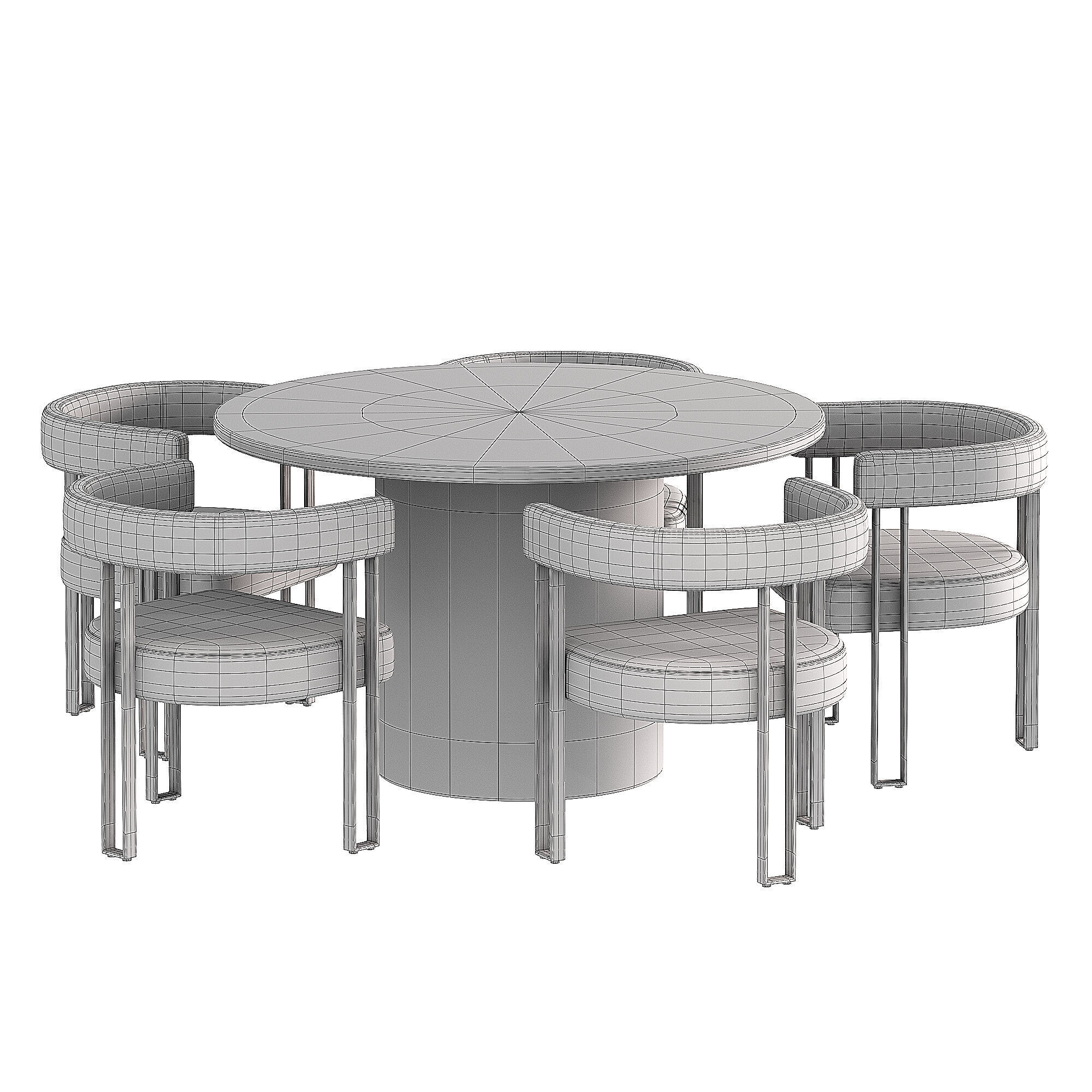 Beore Velvet Upholstered Armchair Set of 4 3D model_4