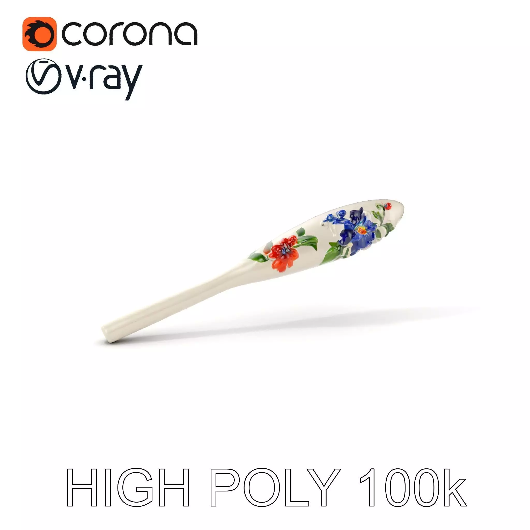 Decorative Floral Spoon D Model Pack Low-poly 3D model_0