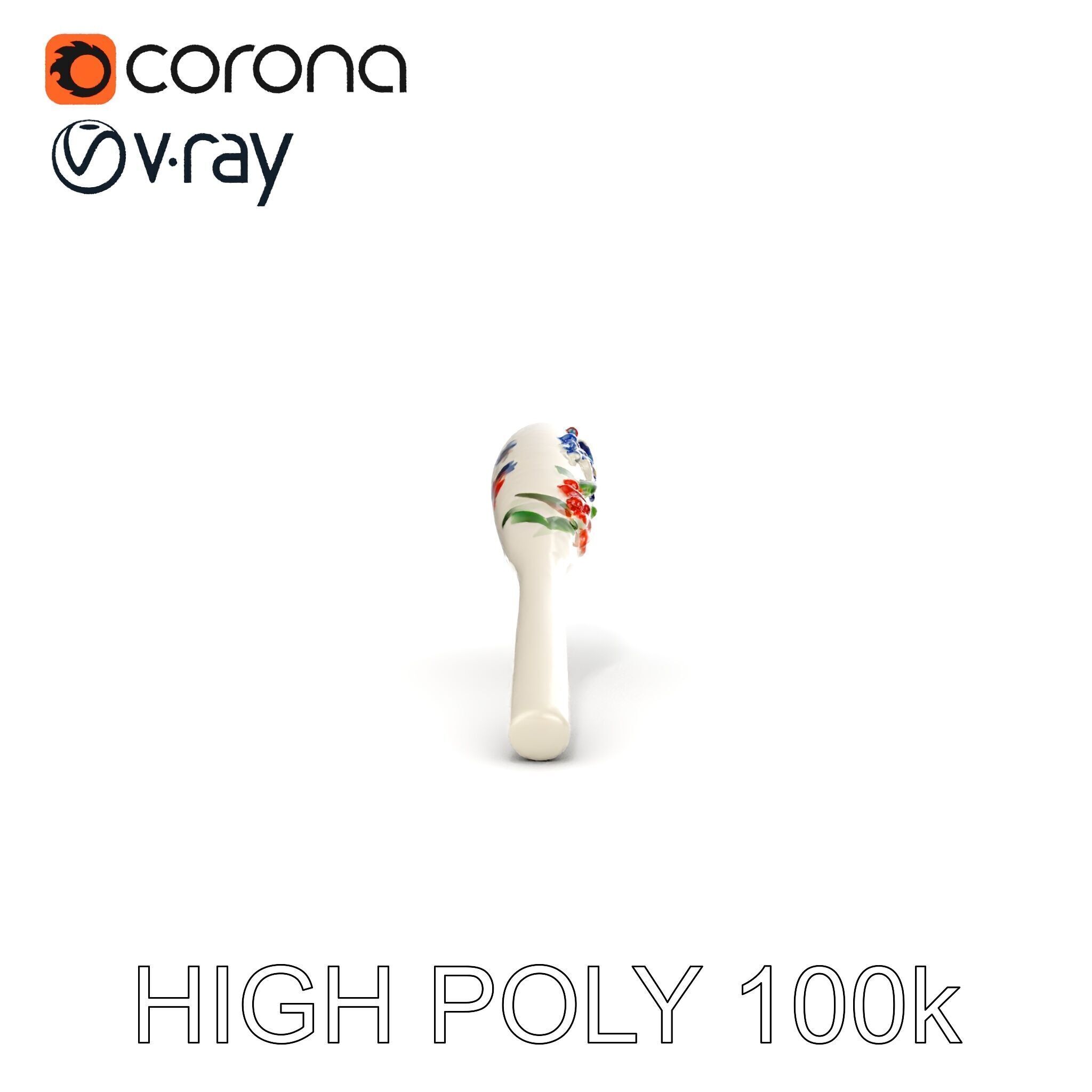 Decorative Floral Spoon D Model Pack Low-poly 3D model_30