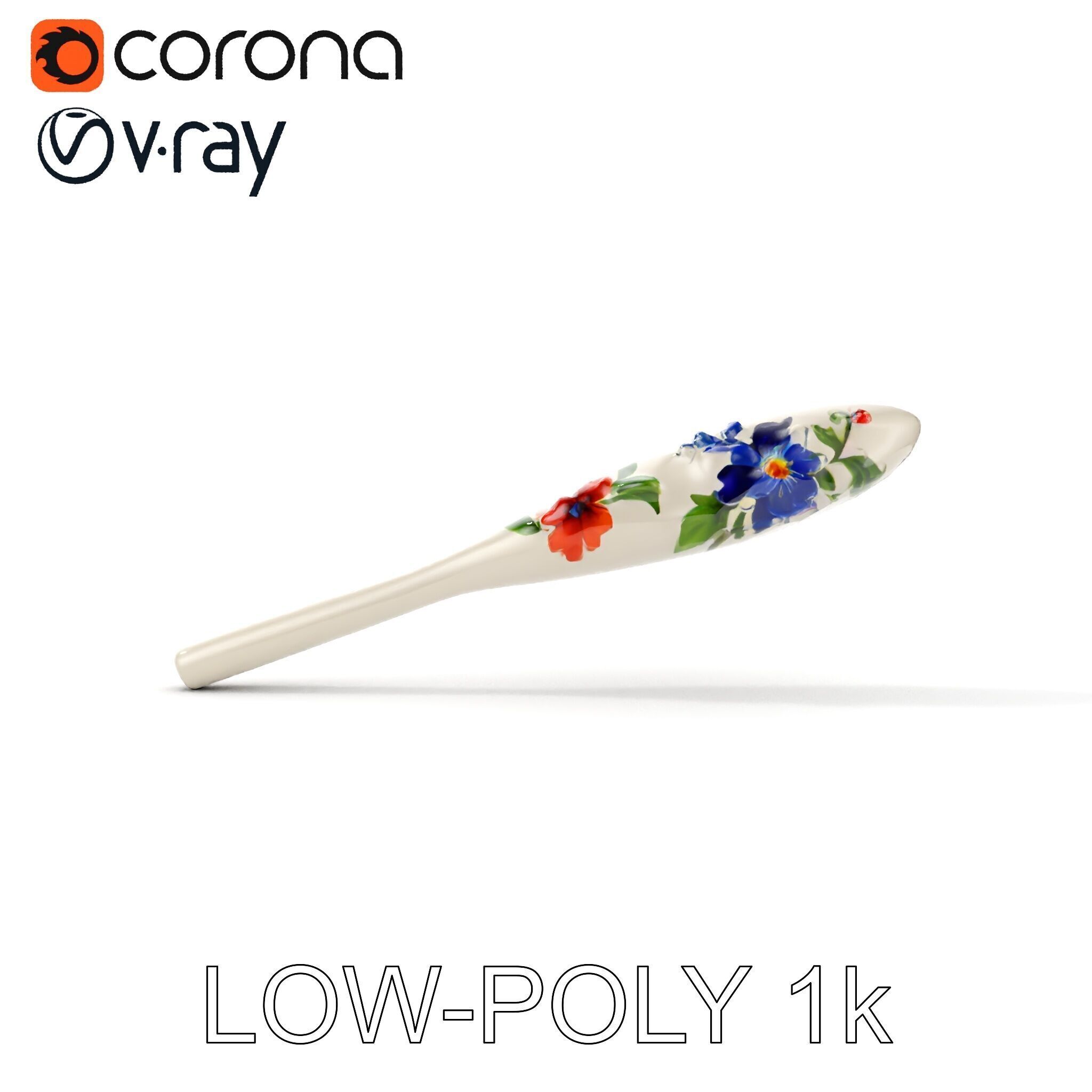Decorative Floral Spoon D Model Pack Low-poly 3D model_15