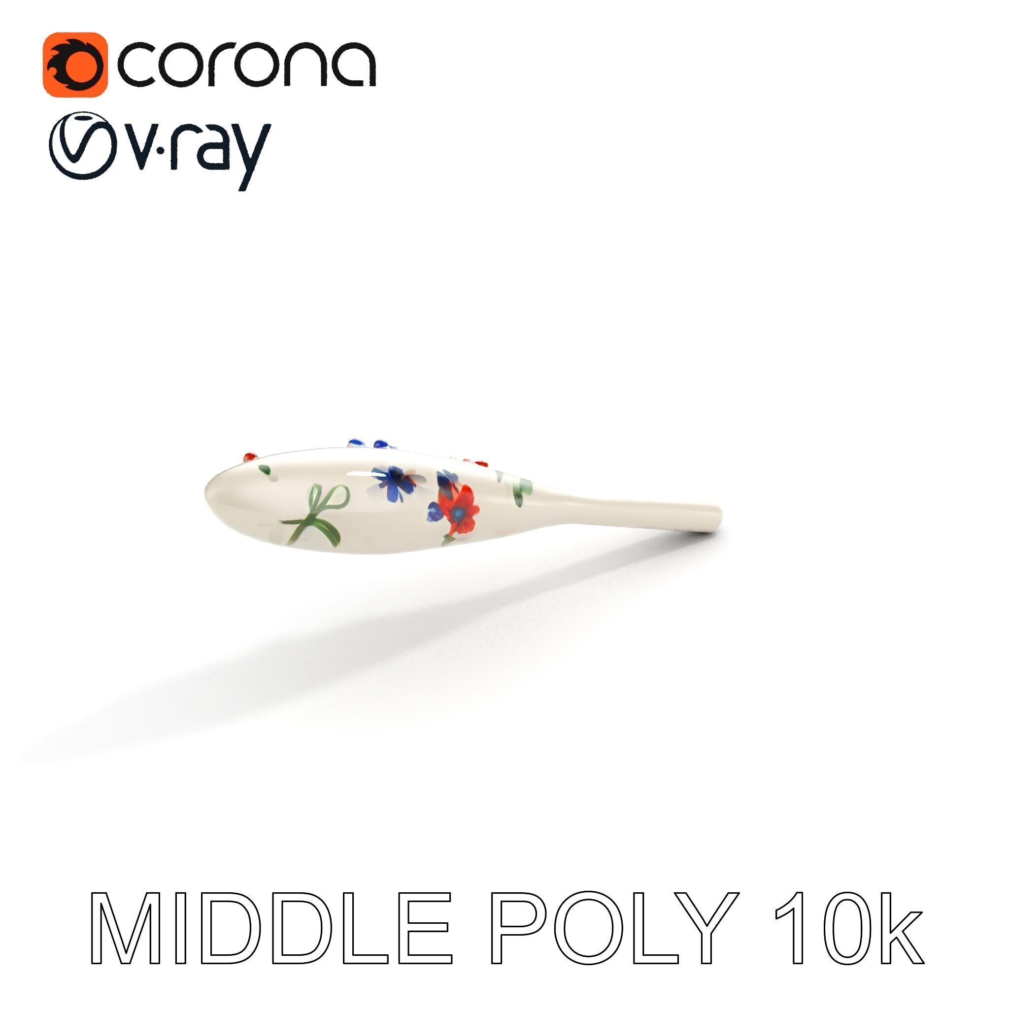 Decorative Floral Spoon D Model Pack Low-poly 3D model_9