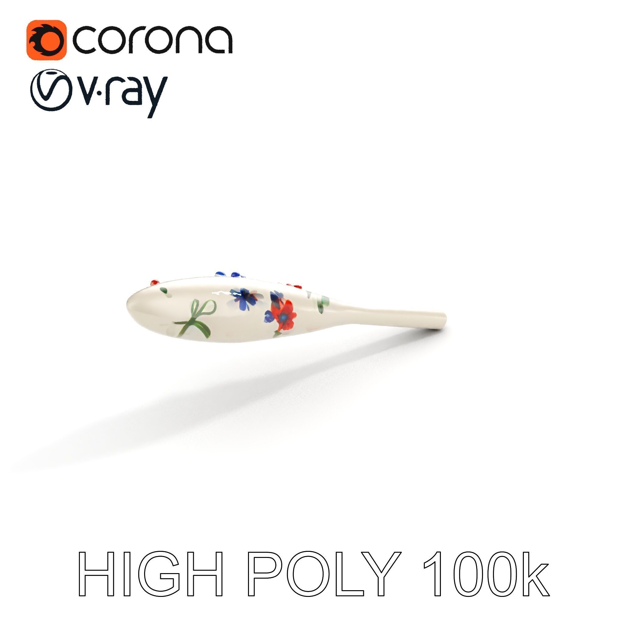 Decorative Floral Spoon D Model Pack Low-poly 3D model_13