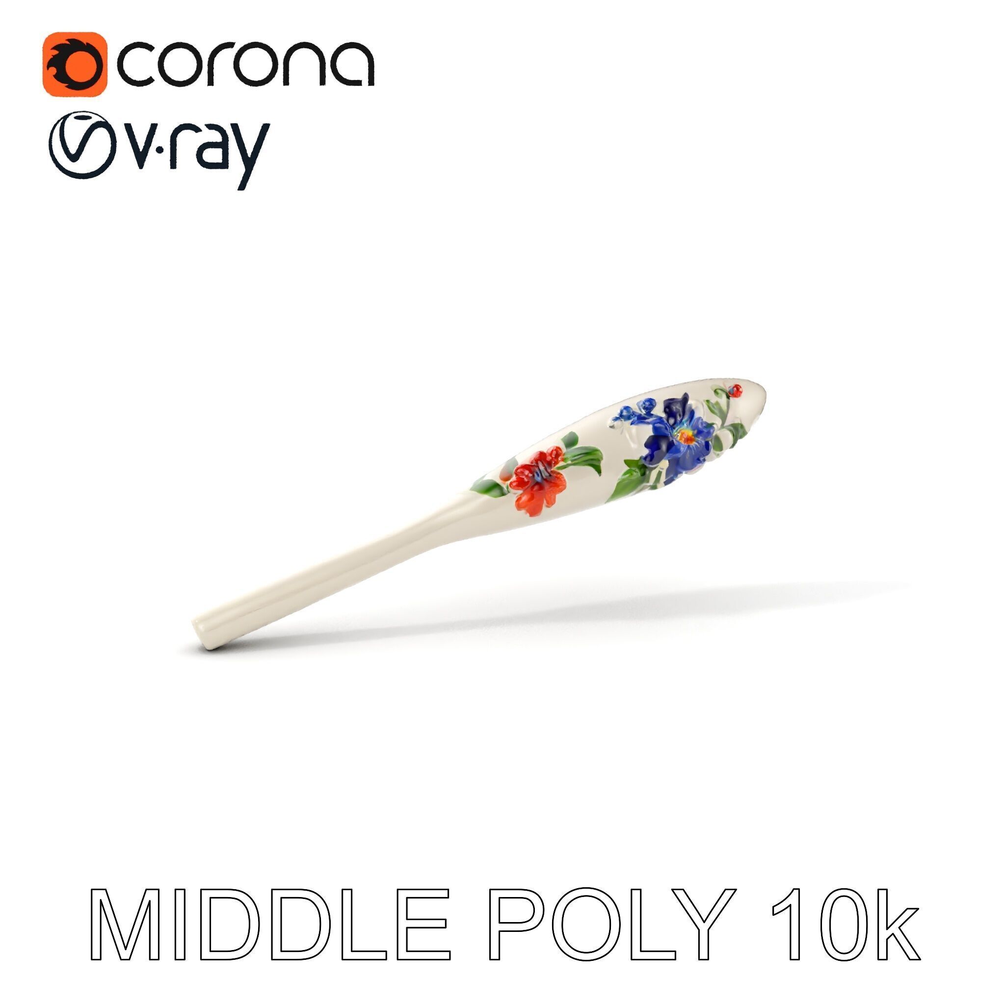 Decorative Floral Spoon D Model Pack Low-poly 3D model_11