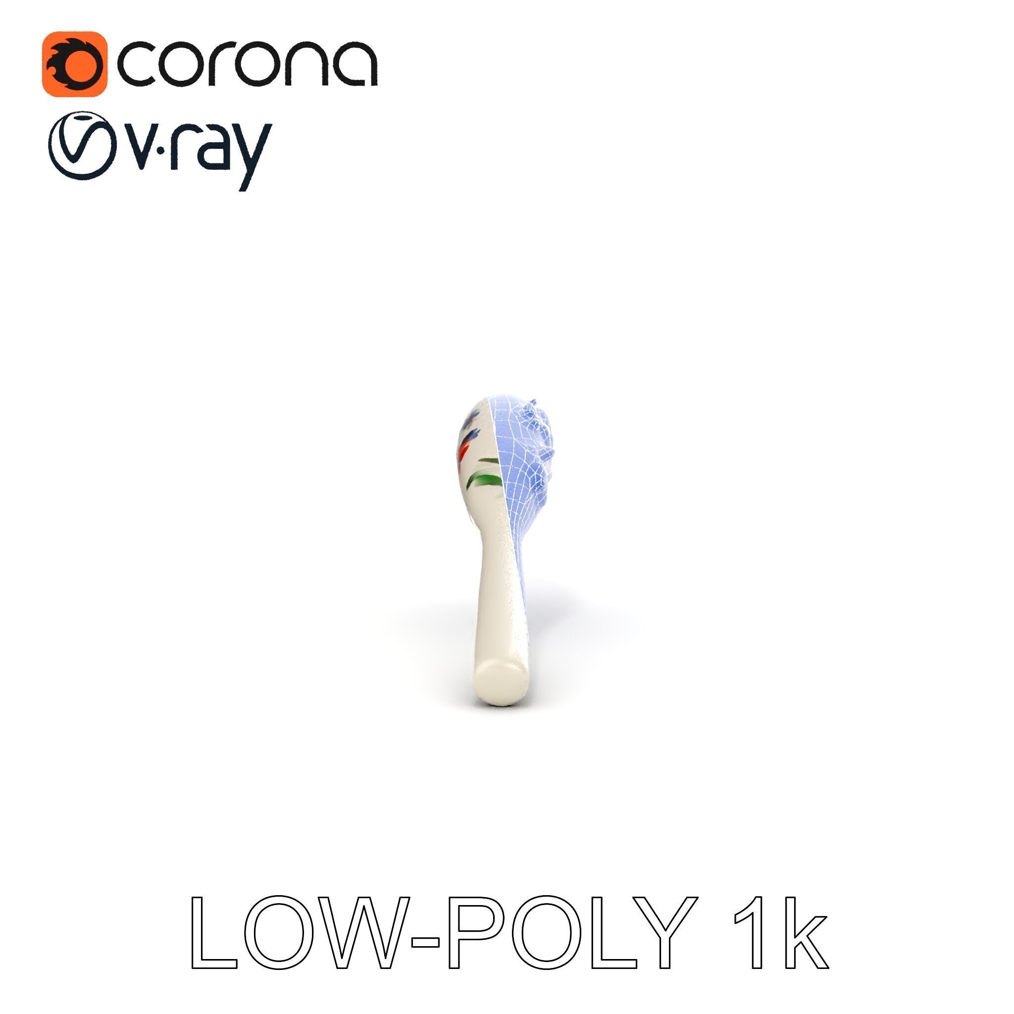 Decorative Floral Spoon D Model Pack Low-poly 3D model_32