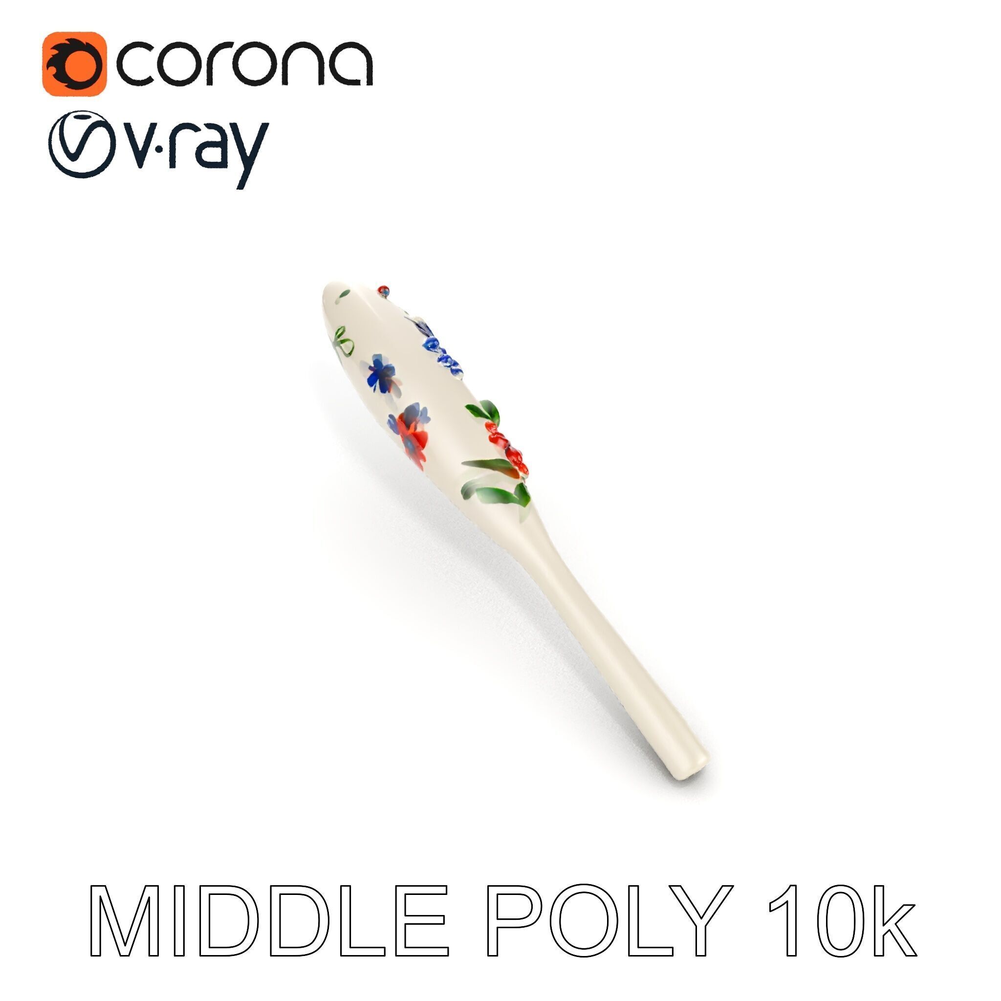 Decorative Floral Spoon D Model Pack Low-poly 3D model_7