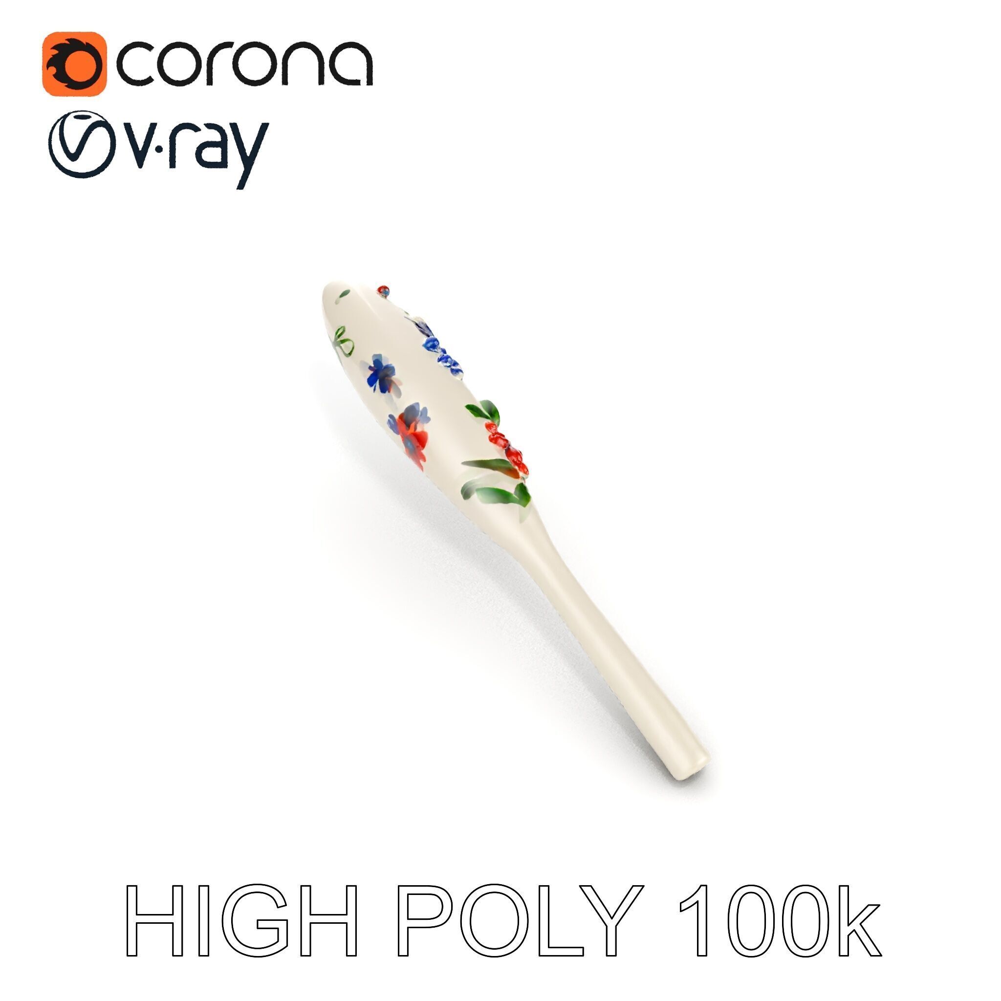 Decorative Floral Spoon D Model Pack Low-poly 3D model_16