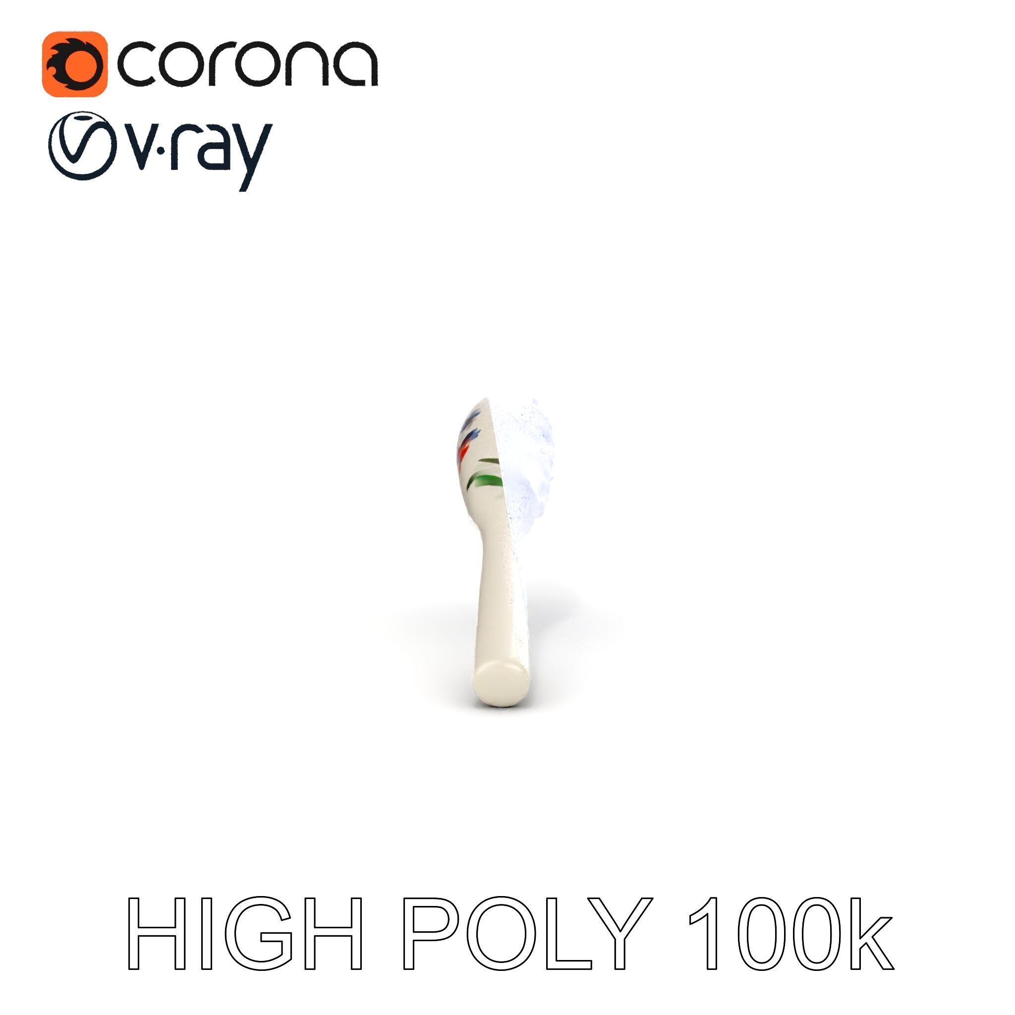 Decorative Floral Spoon D Model Pack Low-poly 3D model_33