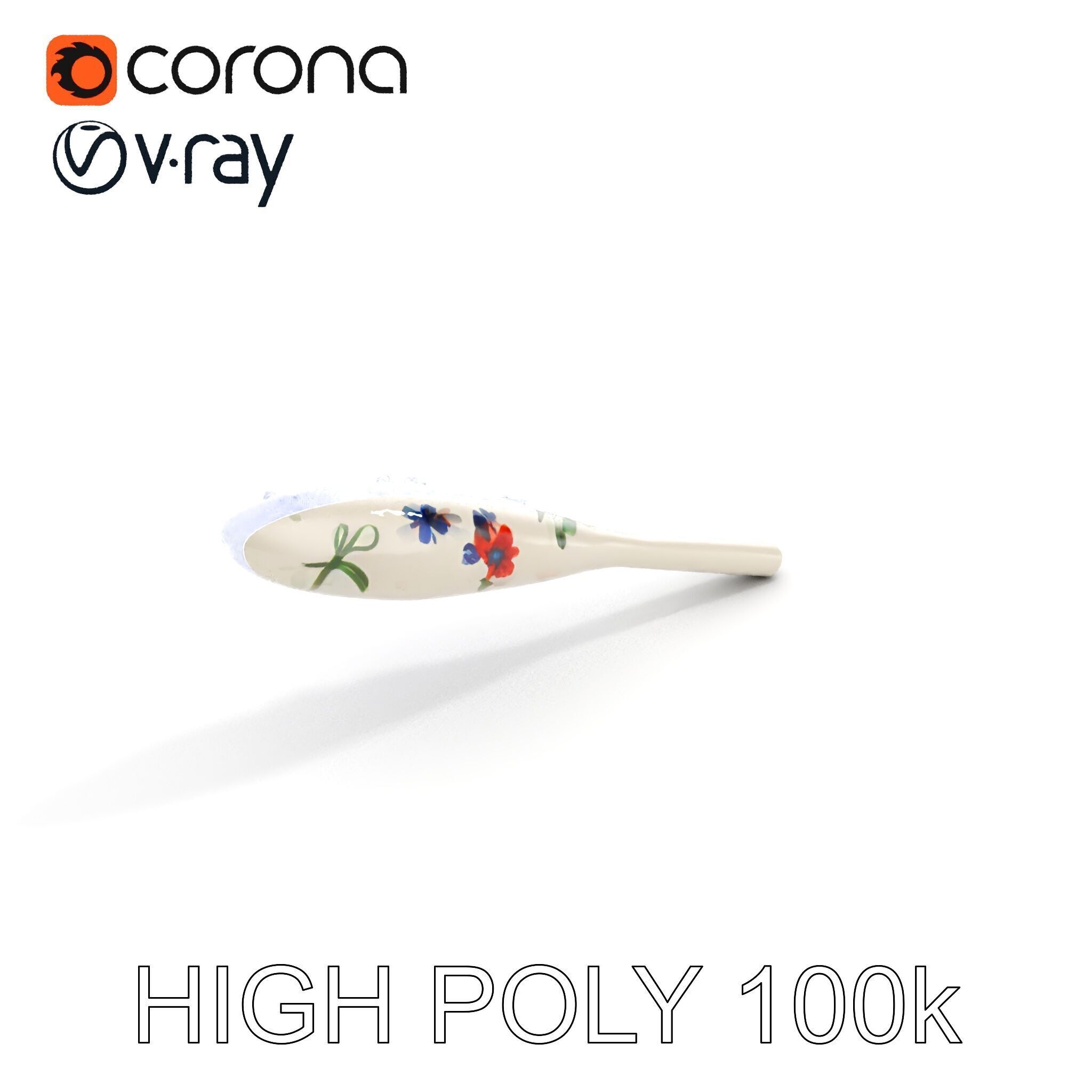 Decorative Floral Spoon D Model Pack Low-poly 3D model_27