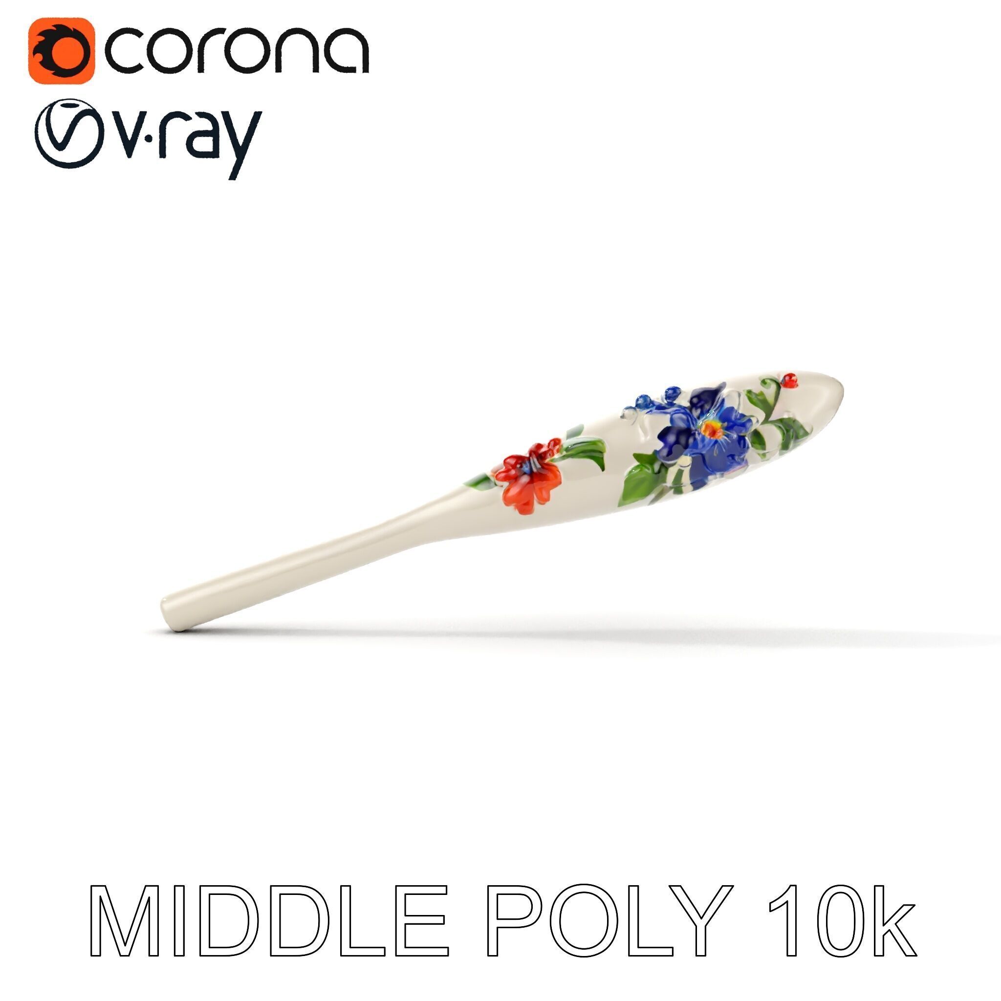 Decorative Floral Spoon D Model Pack Low-poly 3D model_20