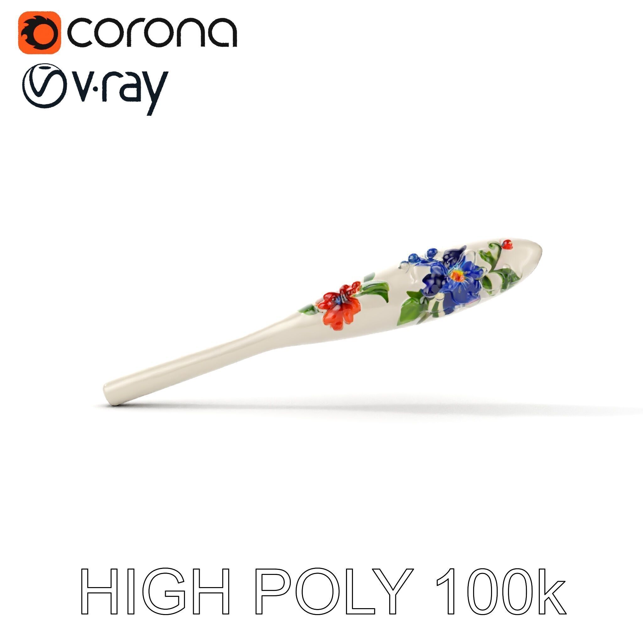 Decorative Floral Spoon D Model Pack Low-poly 3D model_36