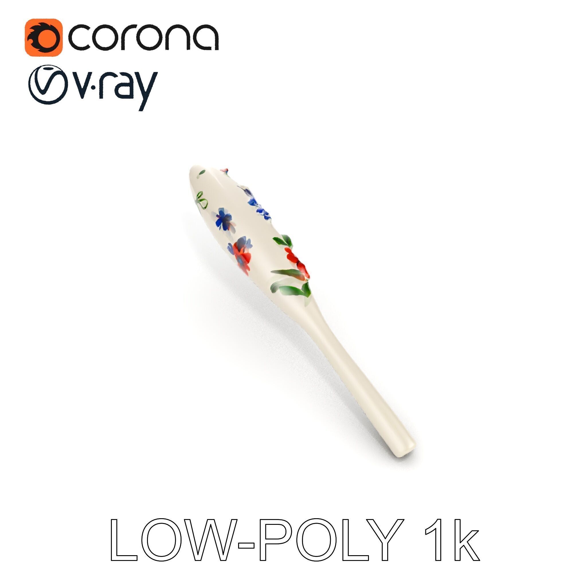 Decorative Floral Spoon D Model Pack Low-poly 3D model_21