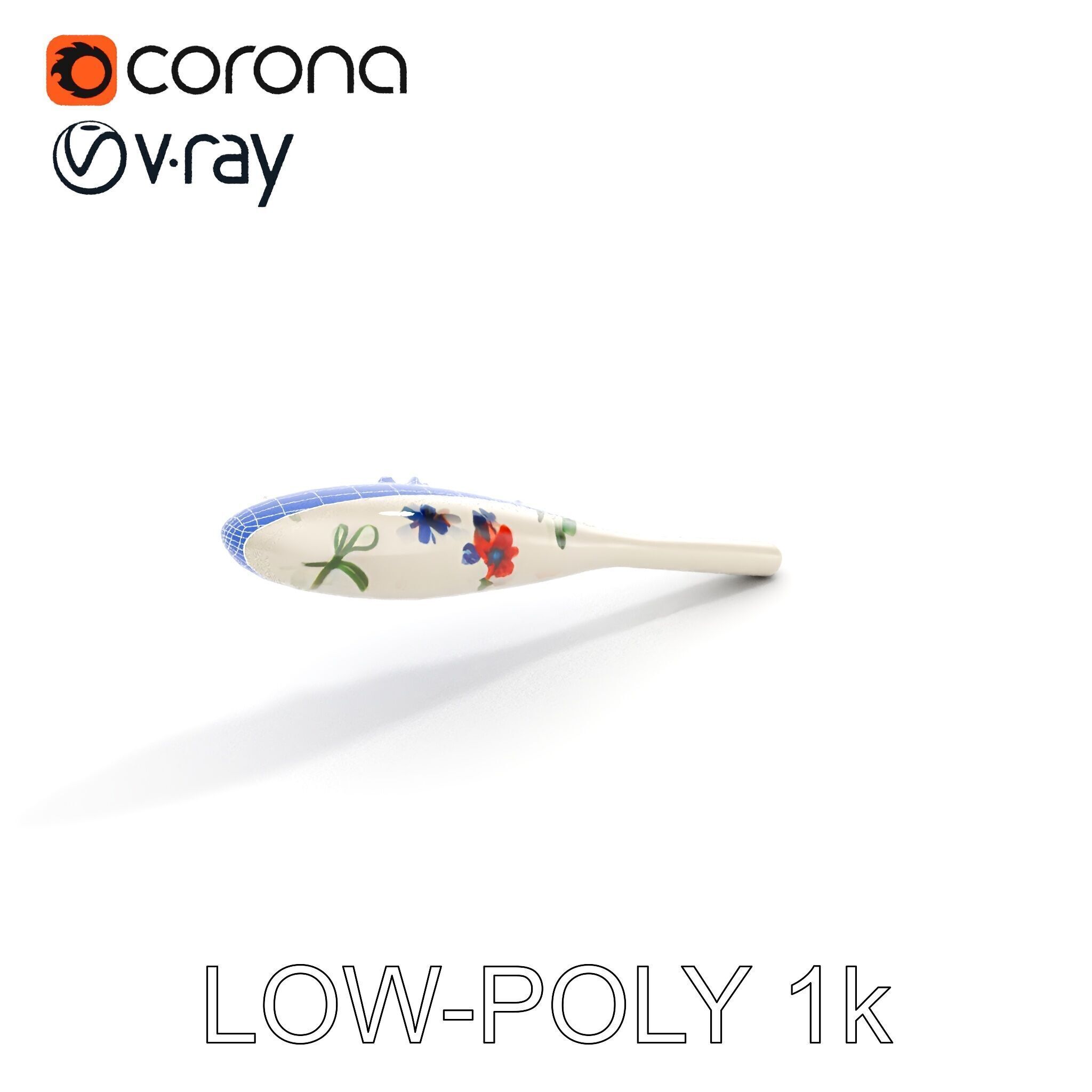 Decorative Floral Spoon D Model Pack Low-poly 3D model_12