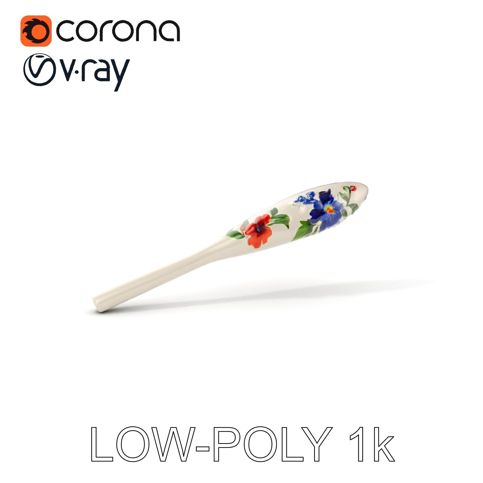 Decorative Floral Spoon D Model Pack Low-poly 3D model_10