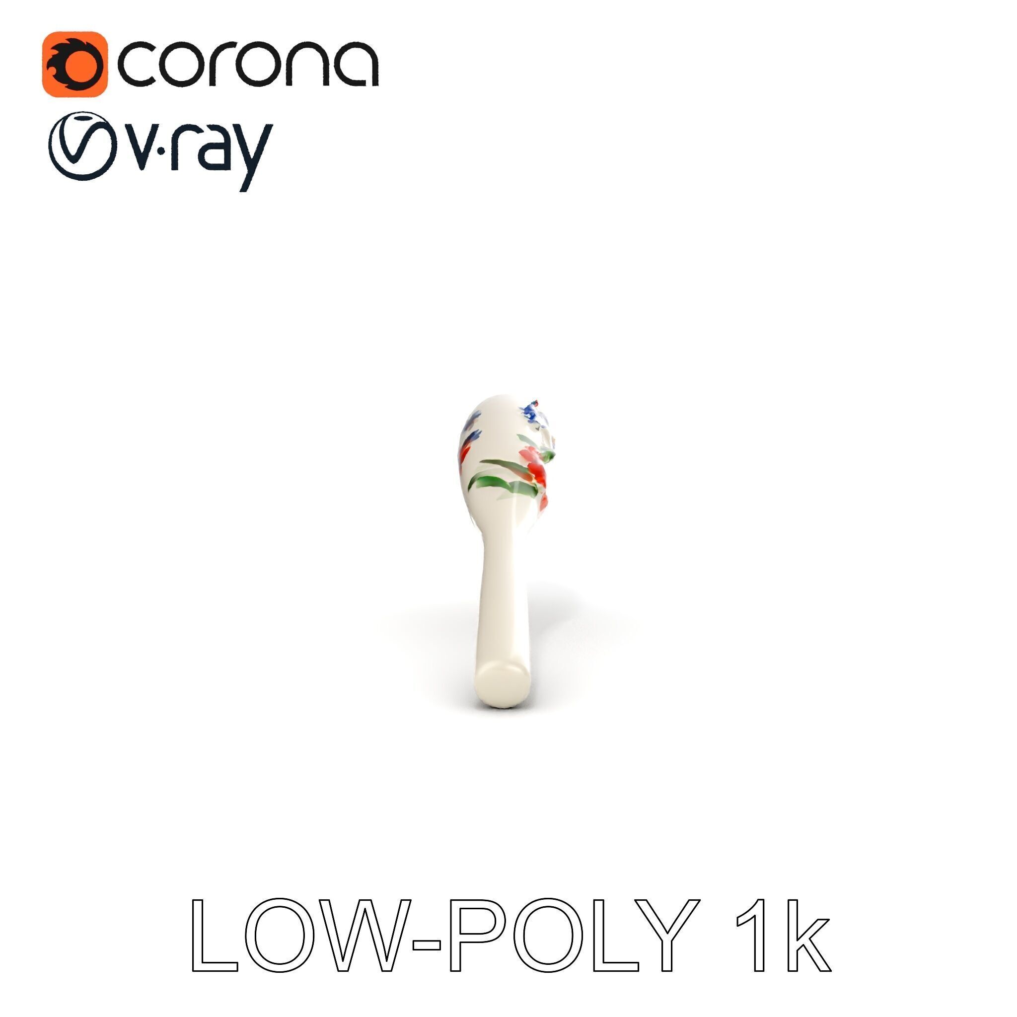 Decorative Floral Spoon D Model Pack Low-poly 3D model_26