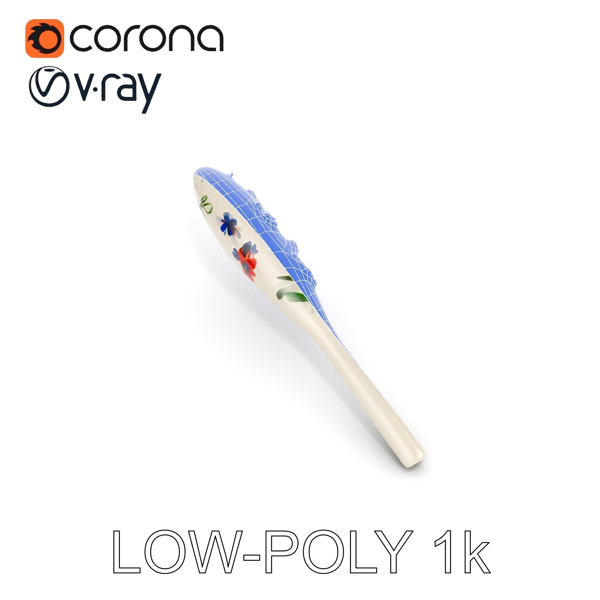 Decorative Floral Spoon D Model Pack Low-poly 3D model_18