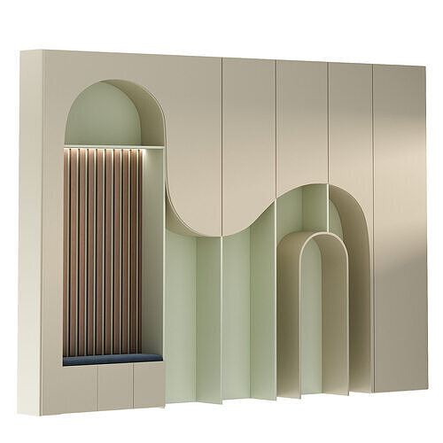  Designer Wardrobe with Built in Bench 3D model