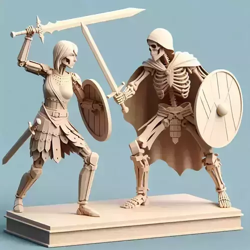 783 Battle of the Skeletons figure vs Warrior Battle Statue