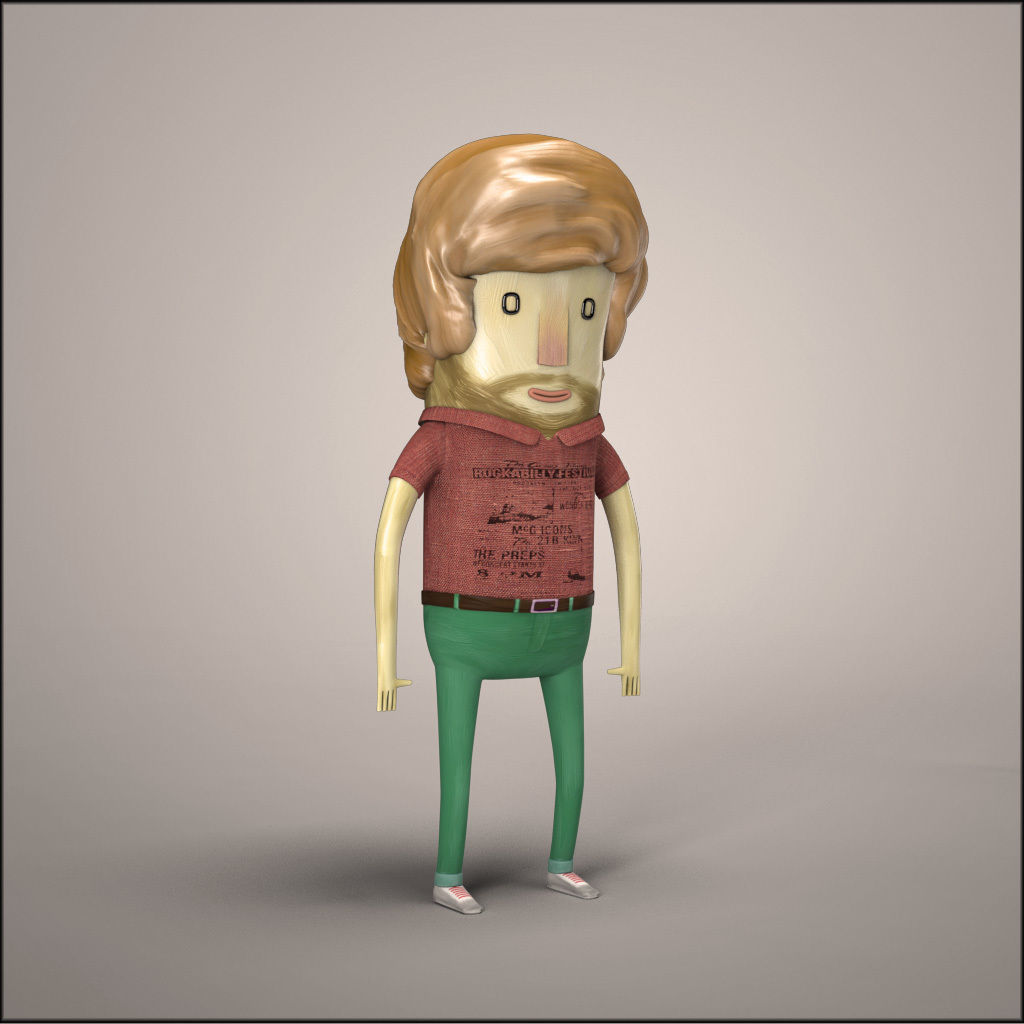Hipster Men Character Rigged - Cartoon Humanoid Low-poly 3D model_5