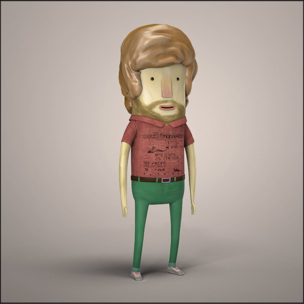 Hipster Men Character Rigged - Cartoon Humanoid Low-poly 3D model_1