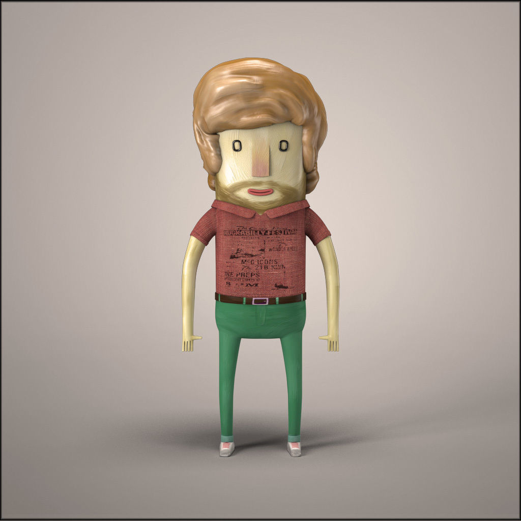Hipster Men Character Rigged - Cartoon Humanoid Low-poly 3D model_6