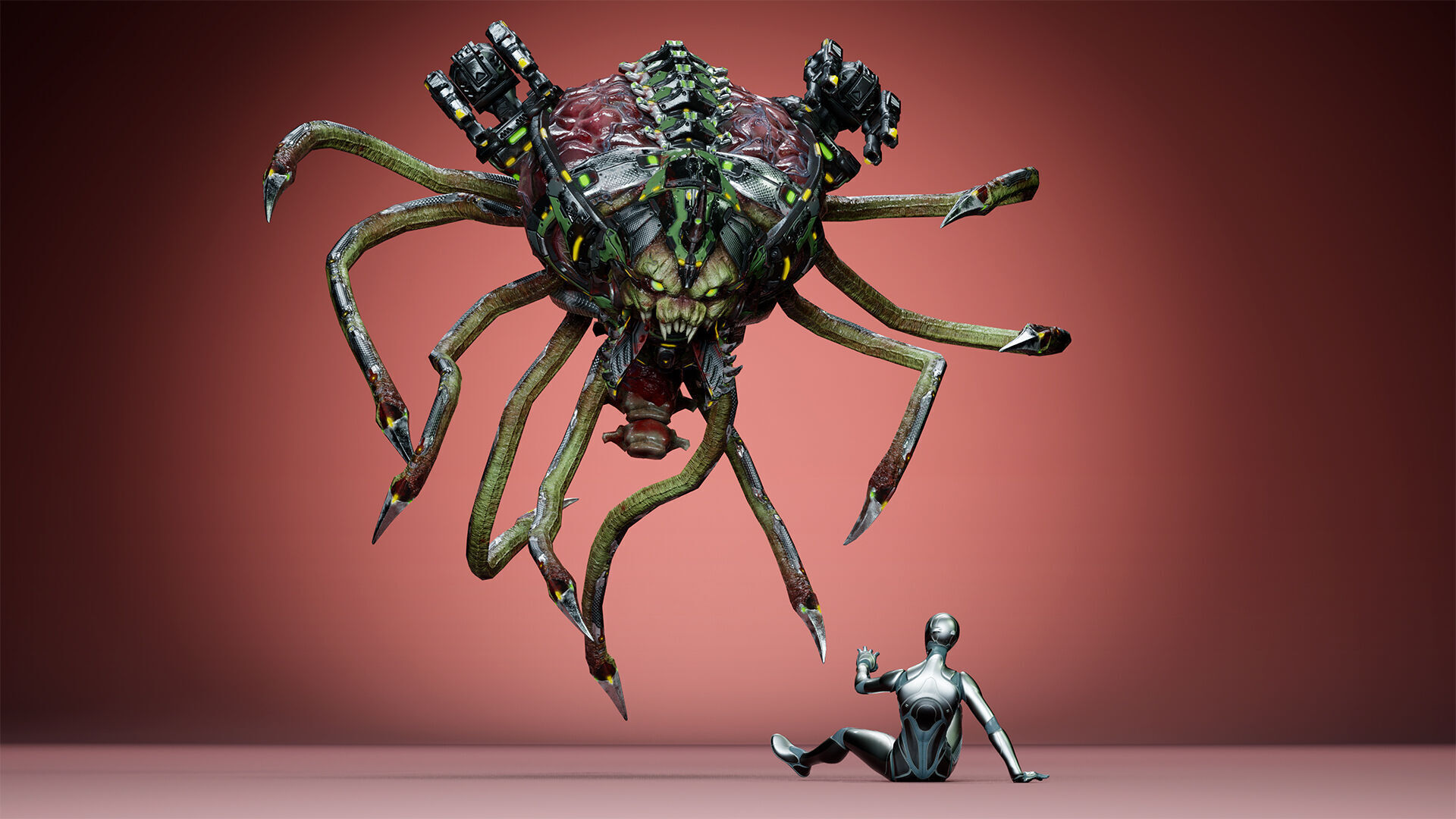 Cyborg Brain Low-poly 3D model_15