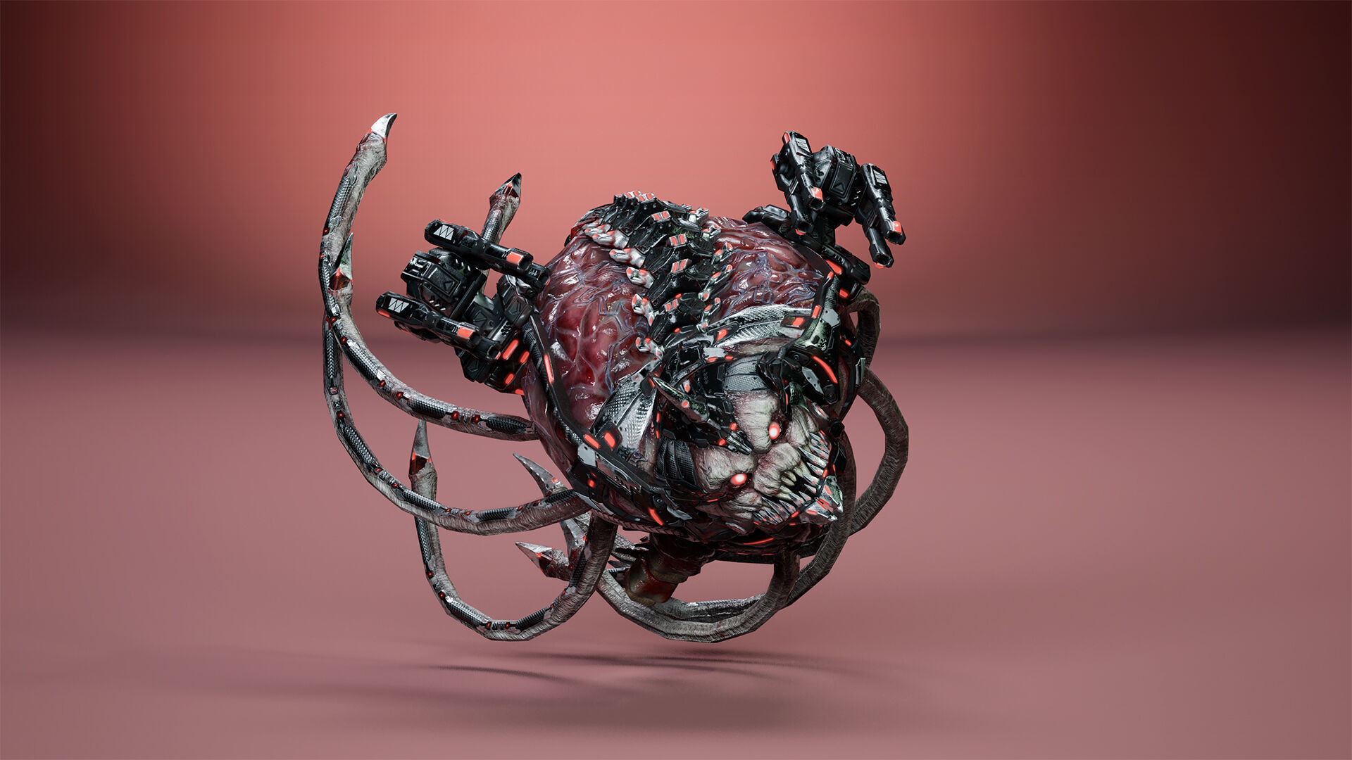 Cyborg Brain Low-poly 3D model_11