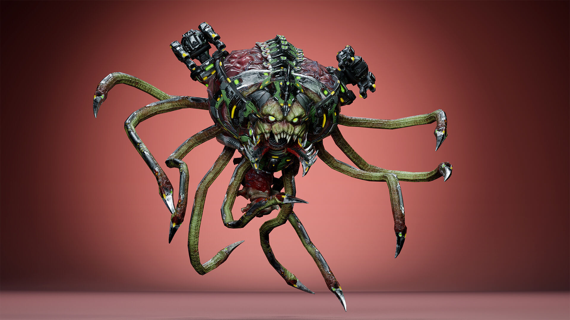 Cyborg Brain Low-poly 3D model_17