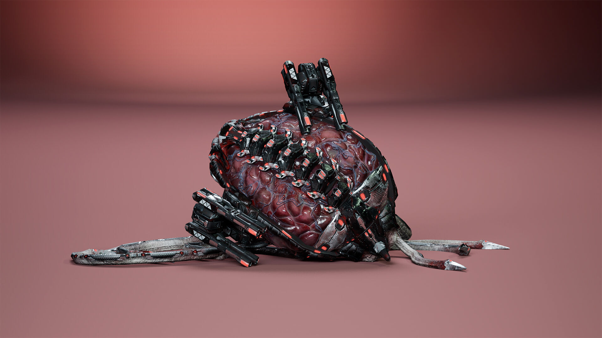 Cyborg Brain Low-poly 3D model_10