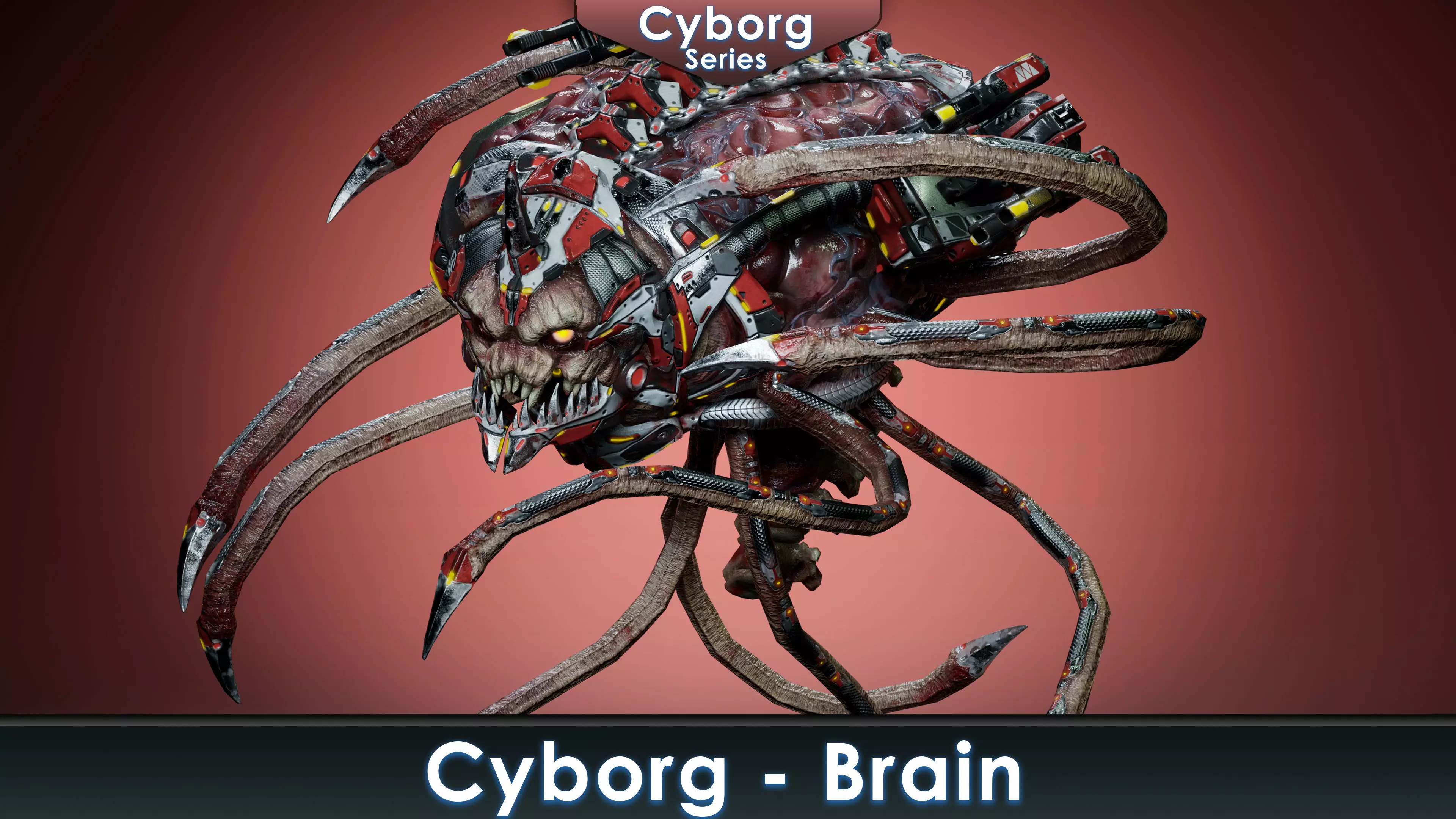Cyborg Brain Low-poly 3D model_0