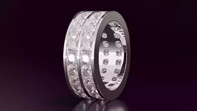 2line channel set cushion square eternity band 54EU size 3D print model