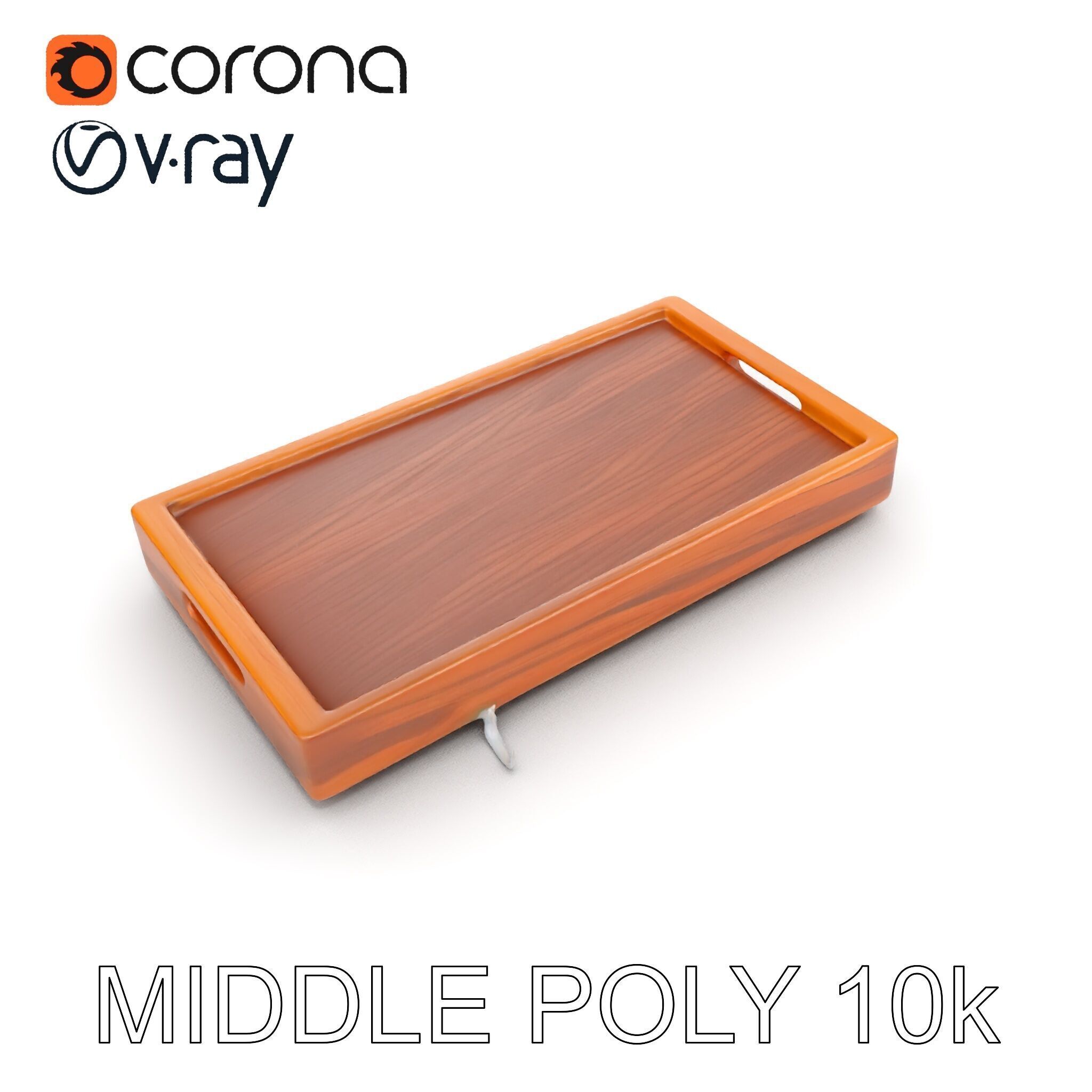 Wooden Serving Tray Model Pack Low-poly 3D model_9