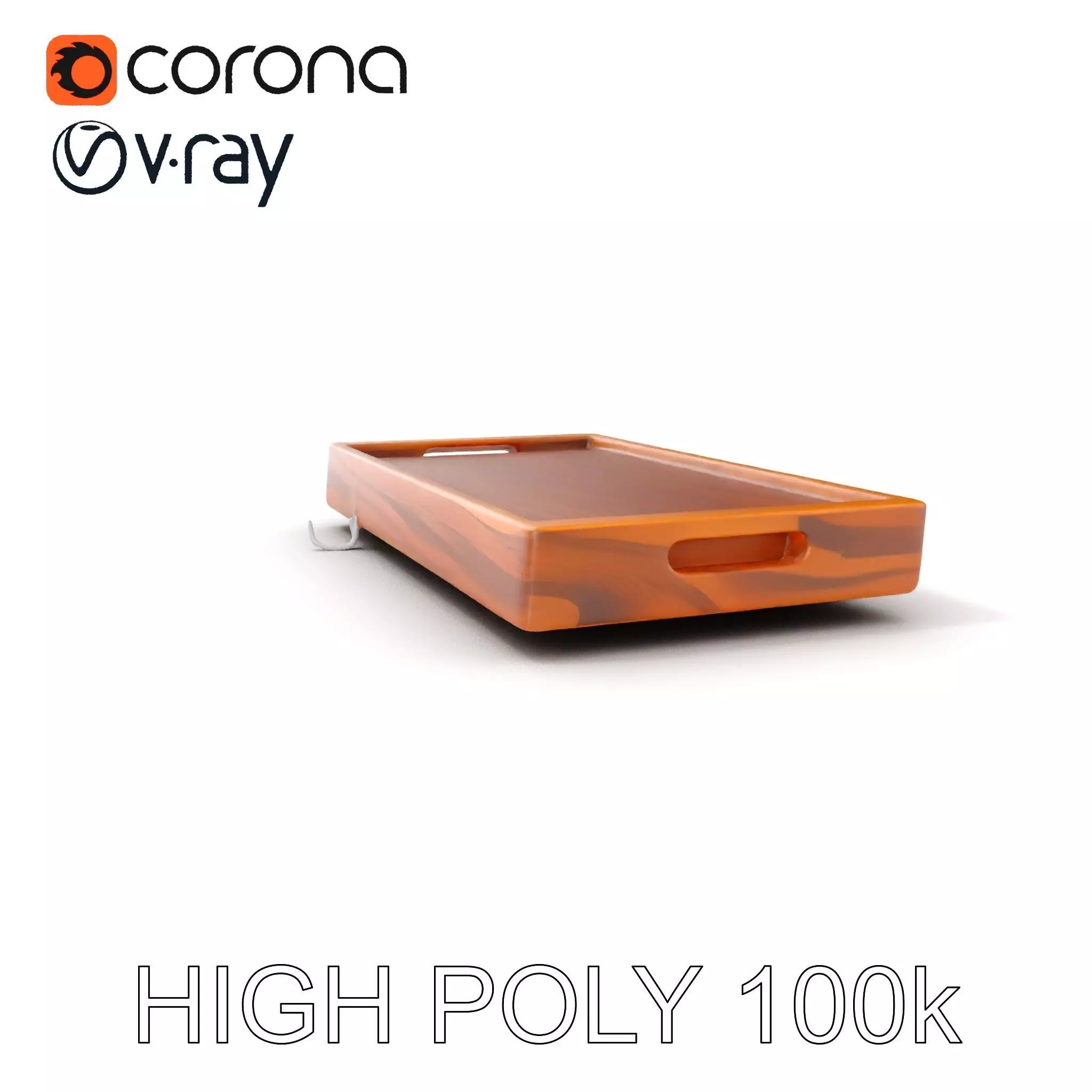 Wooden Serving Tray Model Pack Low-poly 3D model_0