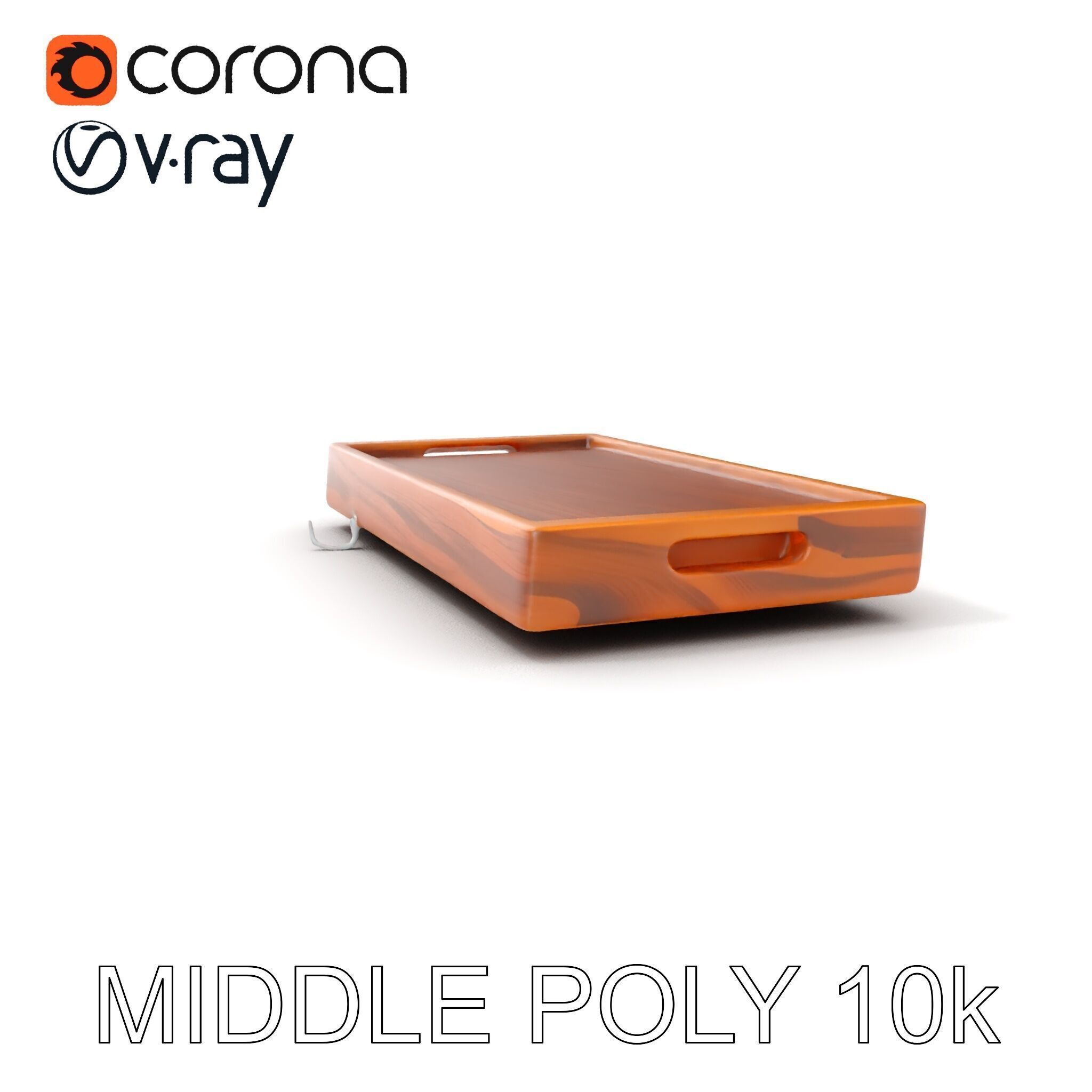 Wooden Serving Tray Model Pack Low-poly 3D model_12