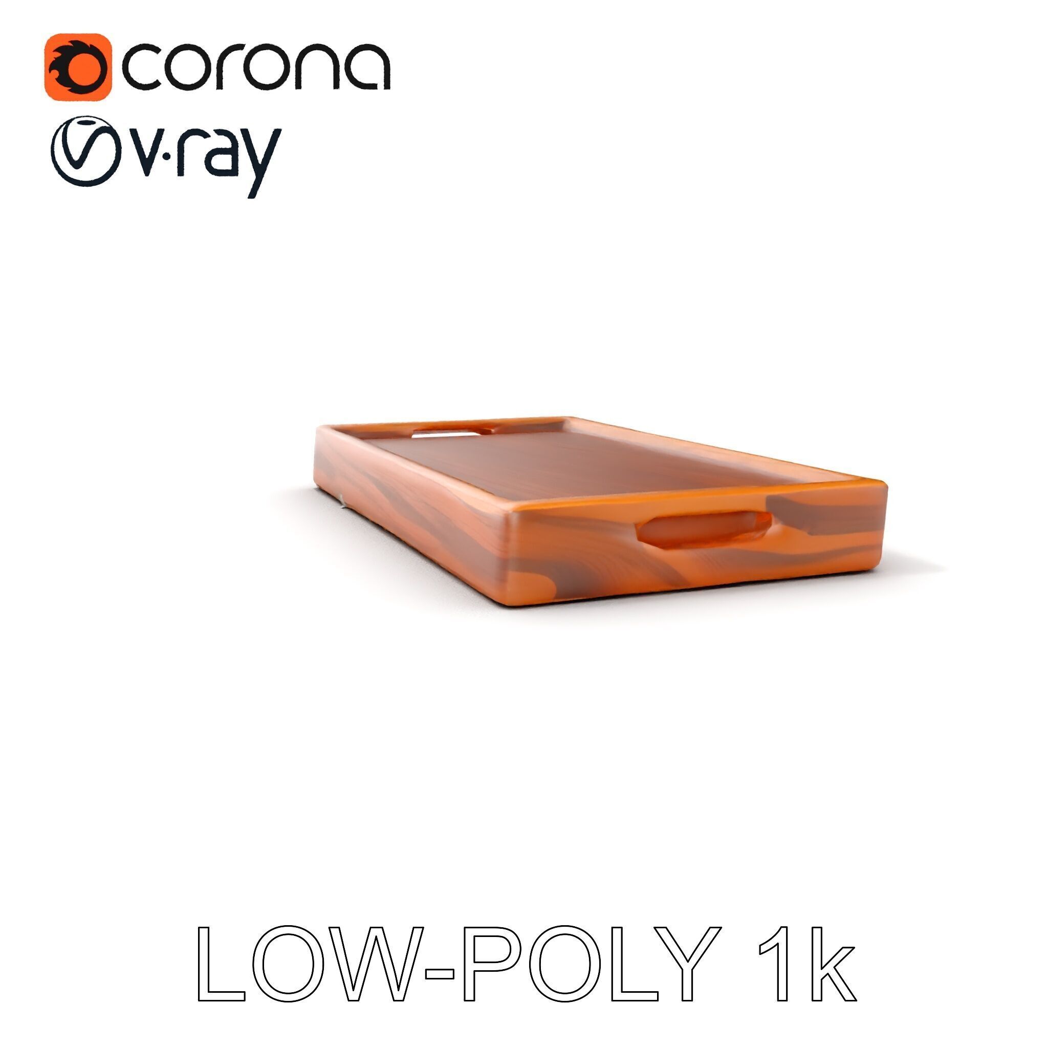 Wooden Serving Tray Model Pack Low-poly 3D model_10