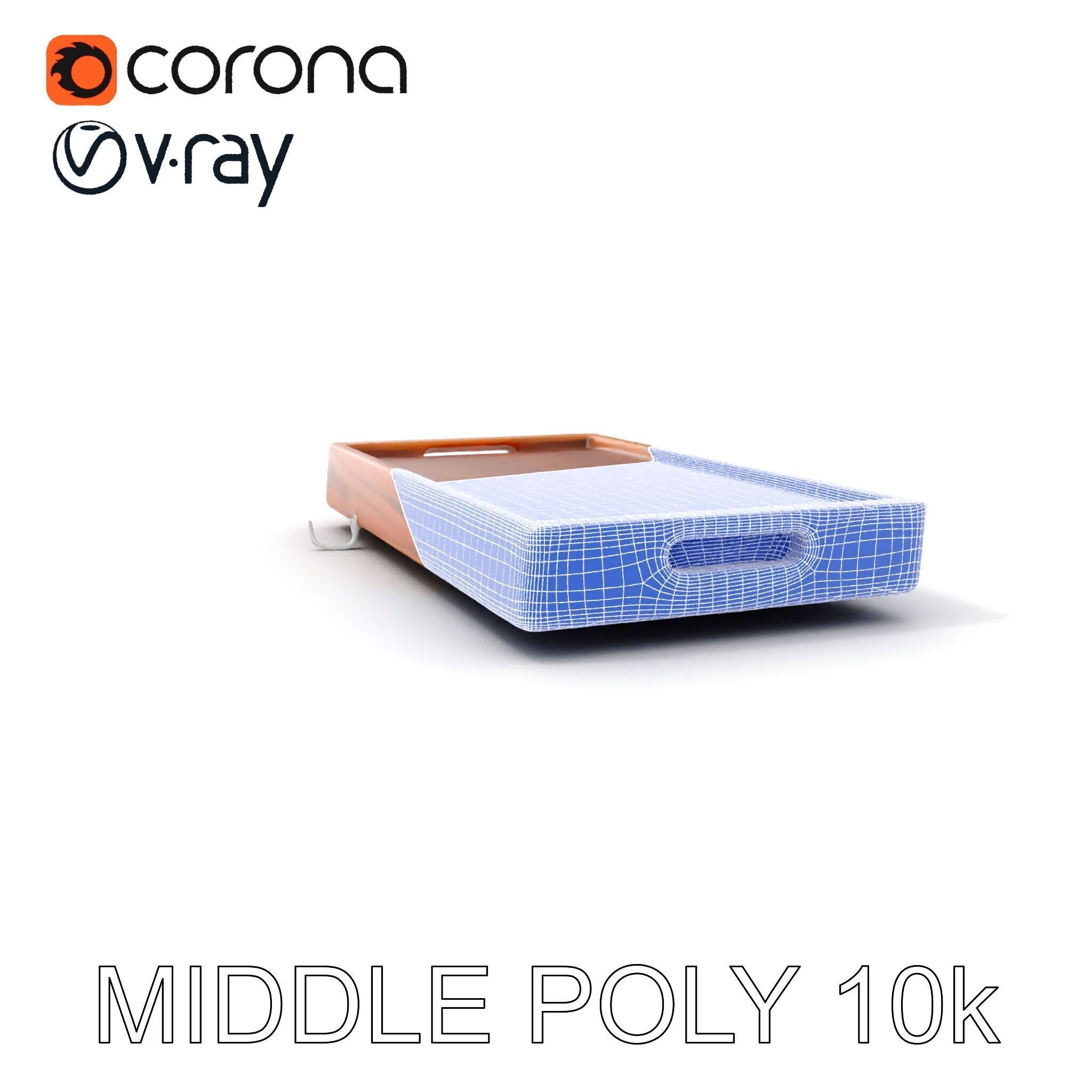 Wooden Serving Tray Model Pack Low-poly 3D model_14