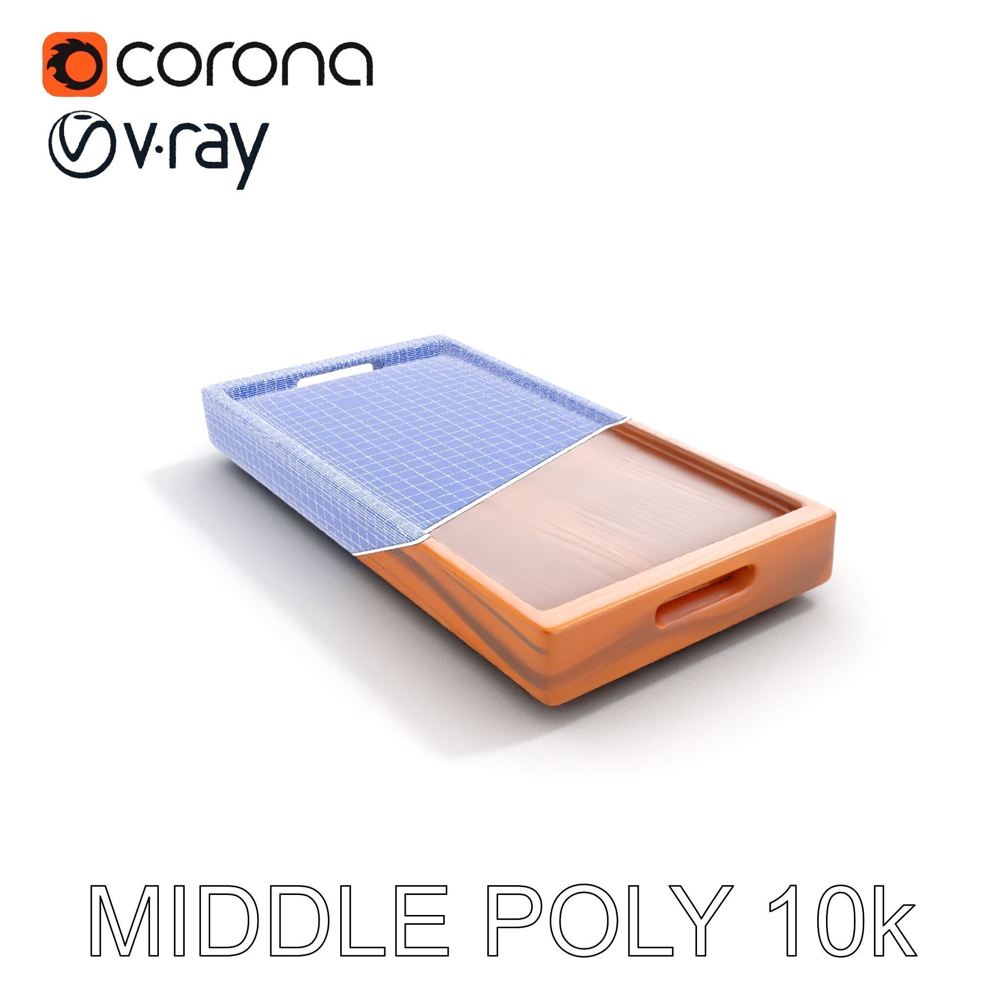 Wooden Serving Tray Model Pack Low-poly 3D model_20