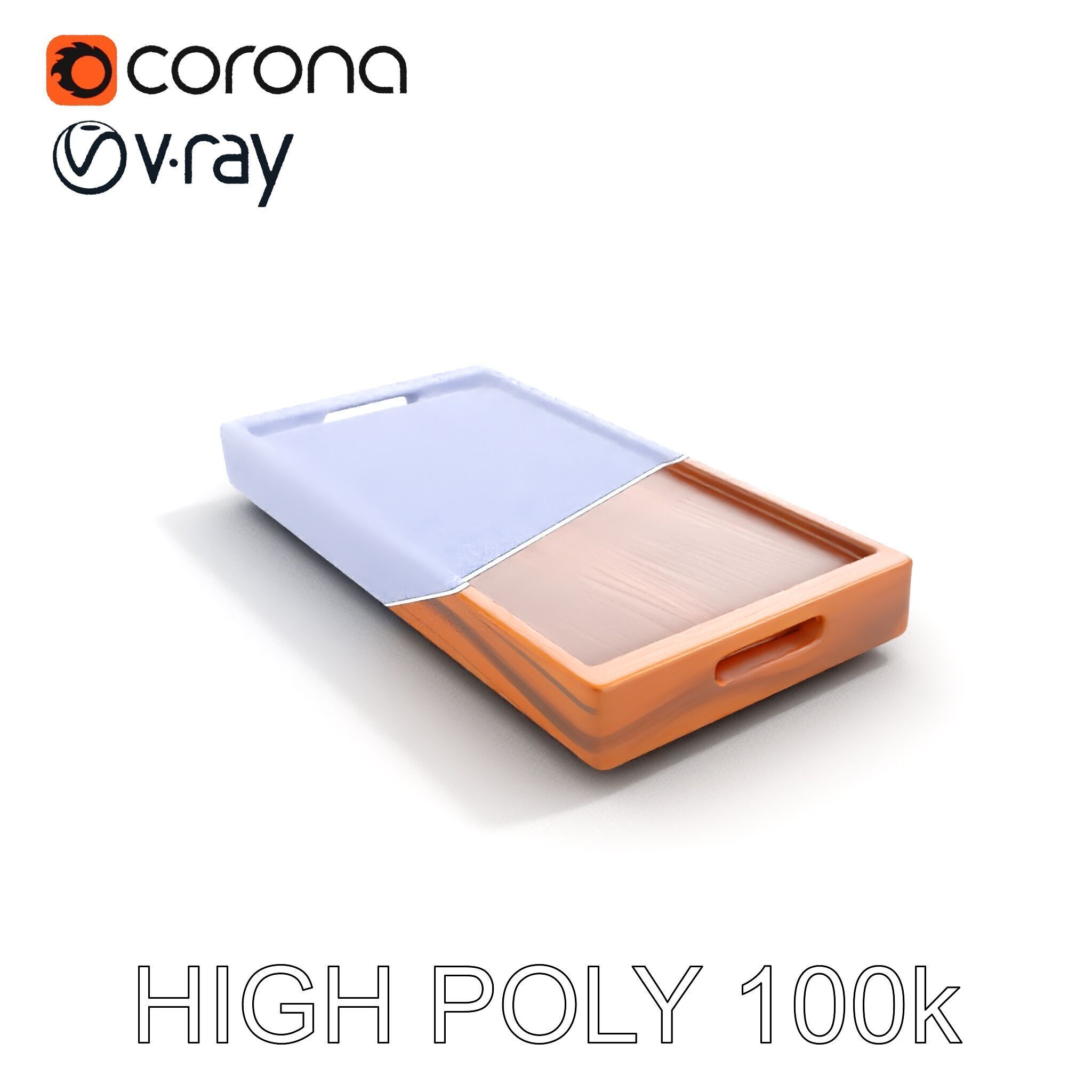 Wooden Serving Tray Model Pack Low-poly 3D model_28