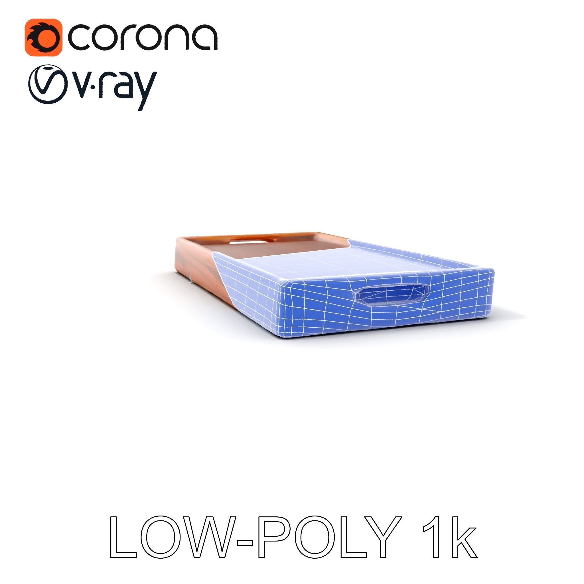 Wooden Serving Tray Model Pack Low-poly 3D model_18