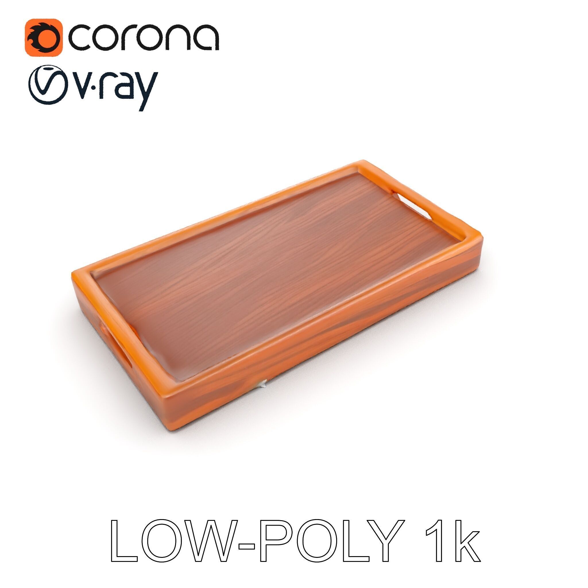 Wooden Serving Tray Model Pack Low-poly 3D model_21