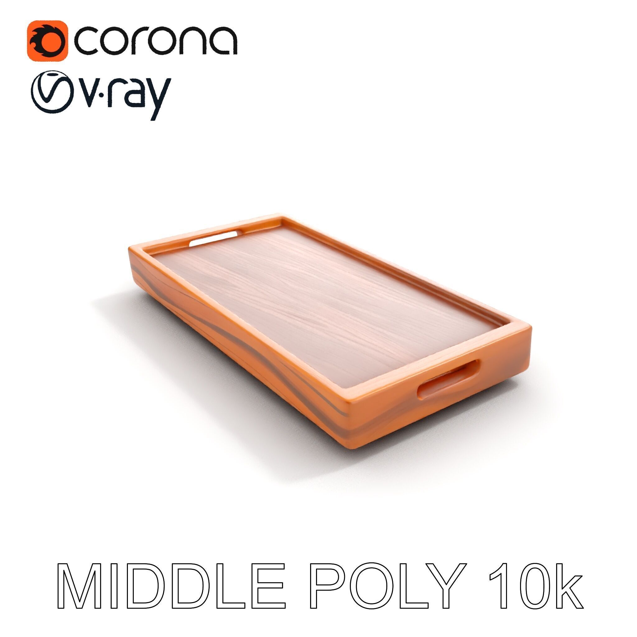 Wooden Serving Tray Model Pack Low-poly 3D model_17