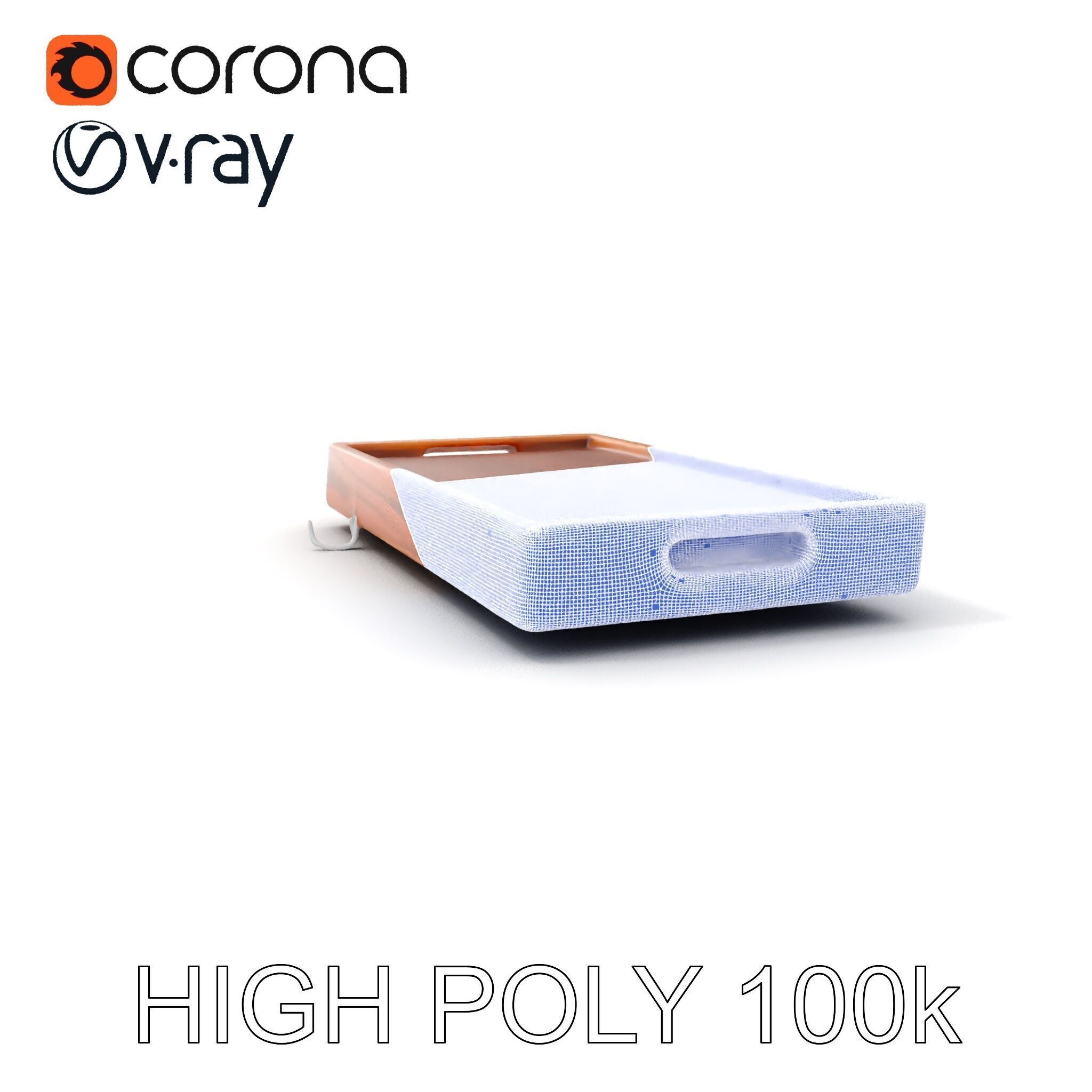 Wooden Serving Tray Model Pack Low-poly 3D model_5