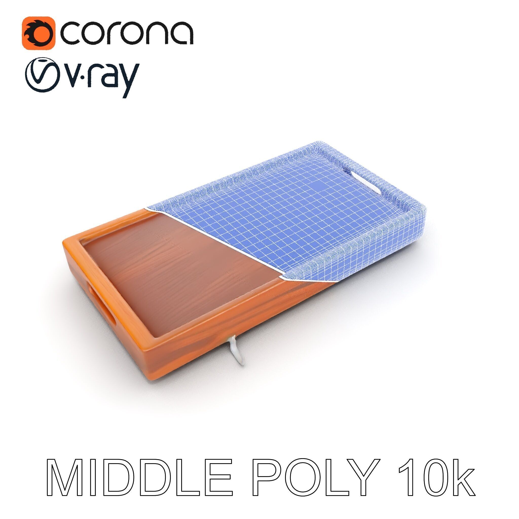 Wooden Serving Tray Model Pack Low-poly 3D model_26