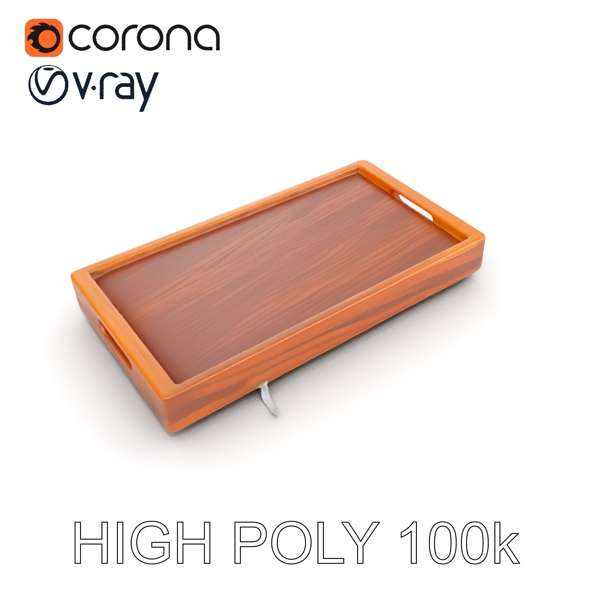 Wooden Serving Tray Model Pack Low-poly 3D model_11